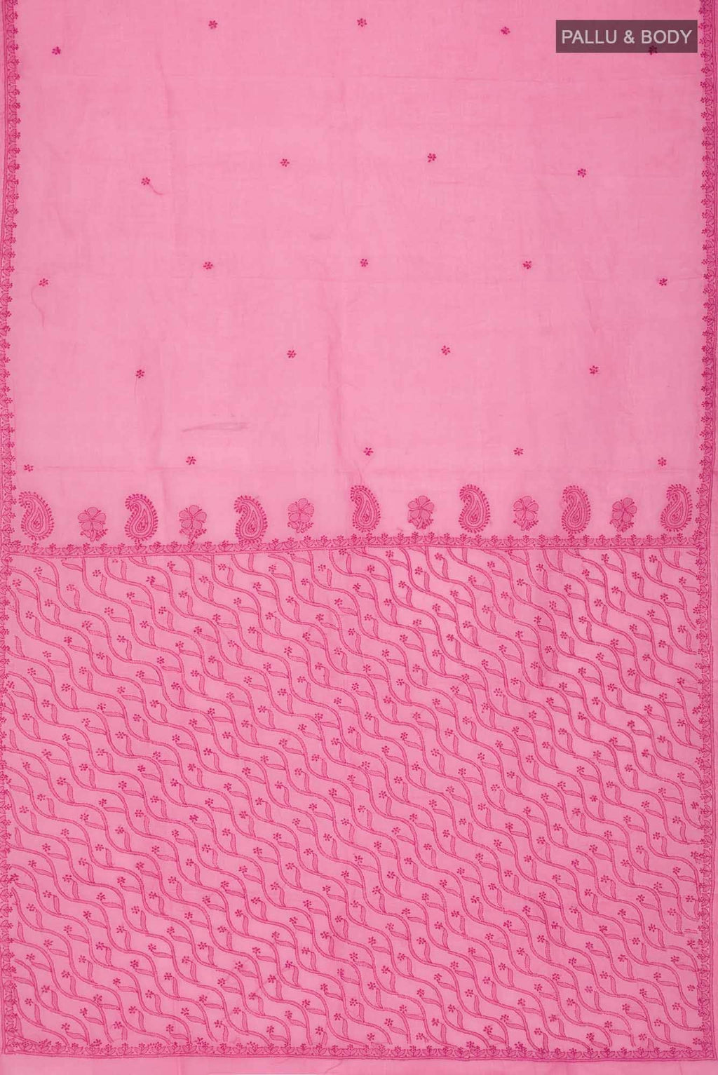 Pink Chikankari Cotton Saree