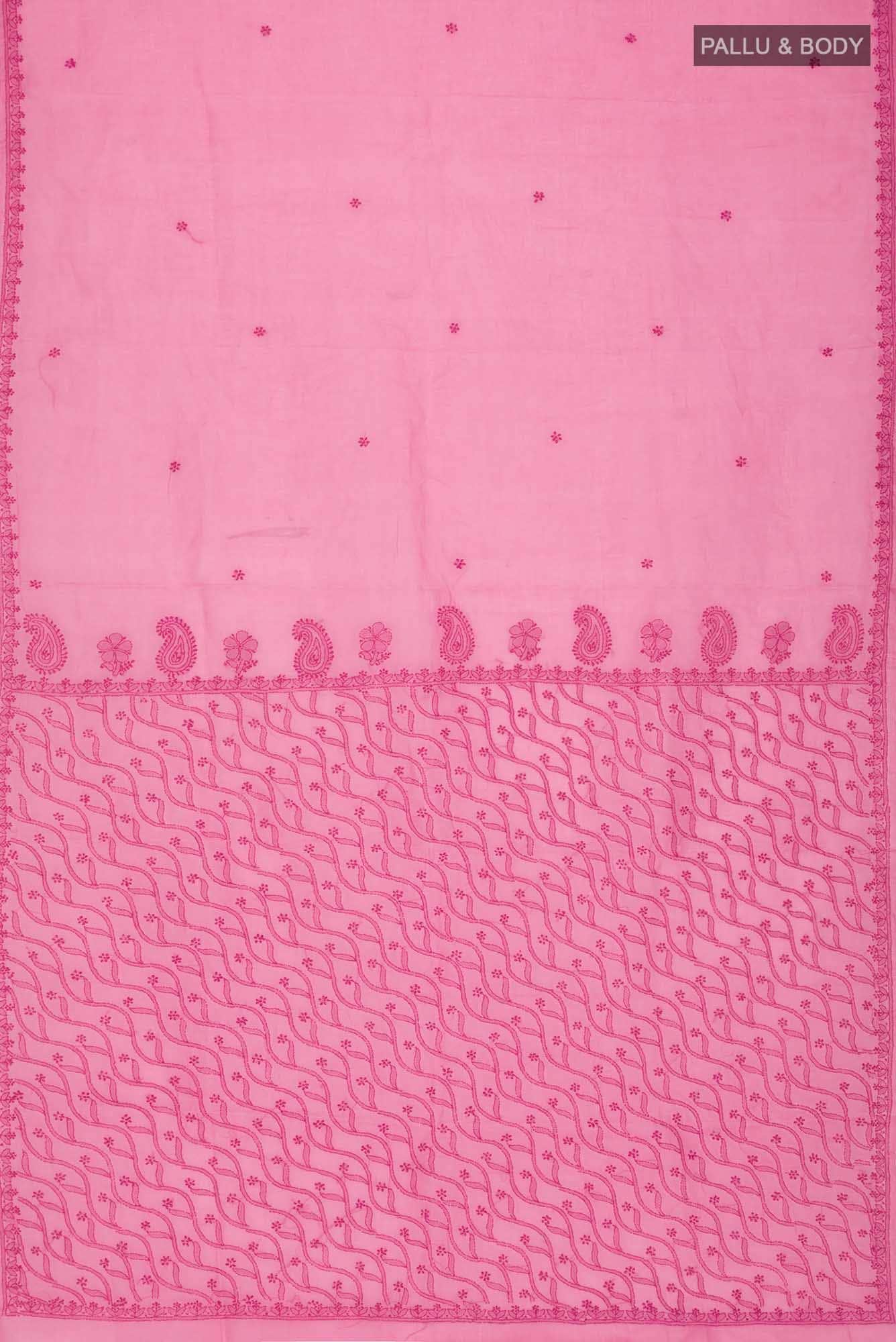 Pink Chikankari Cotton Saree
