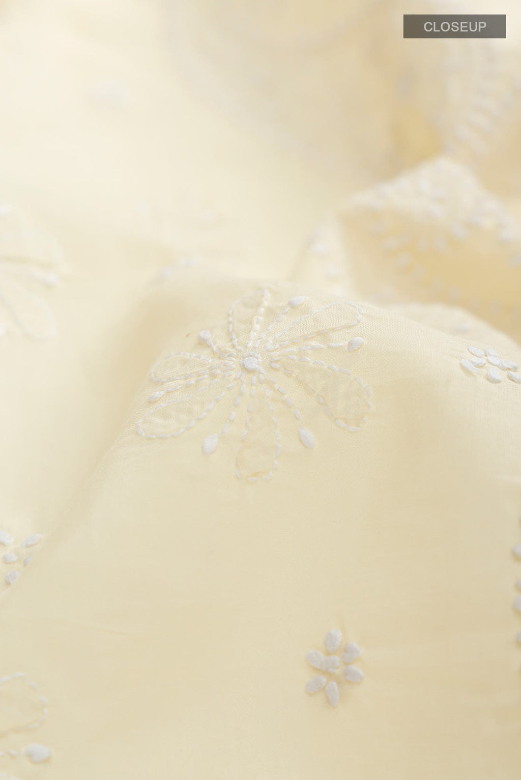 Yellow Chikankari Cotton Saree