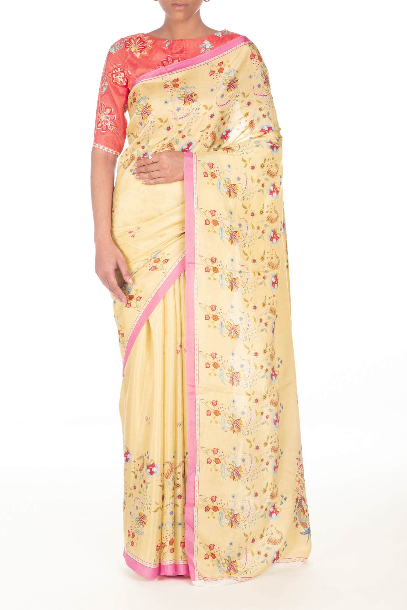 Nupur Sandal floral design saree from Chintz Collection, Designed by Nalli