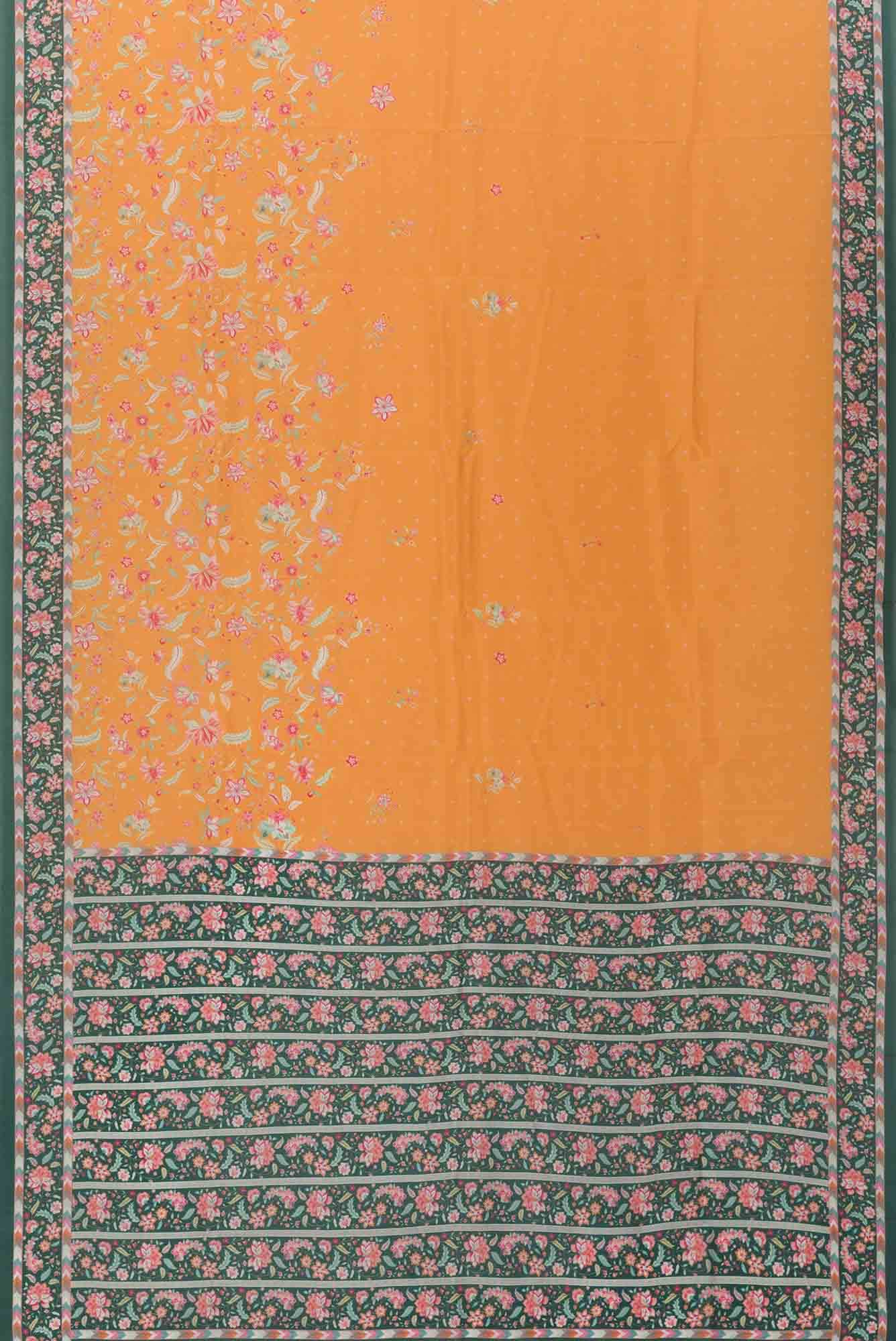 Taram yellow floral design saree from Chintz Collection, Designed by Nalli