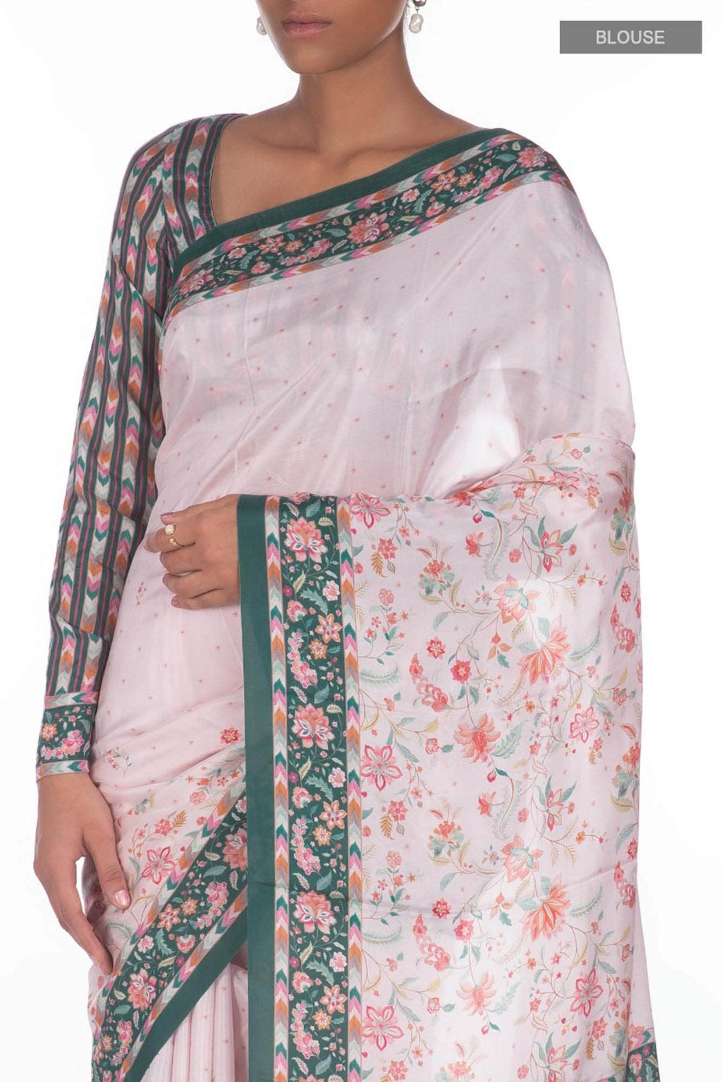 Taram Light Pink floral design saree from Chintz Collection, Designed by Nalli