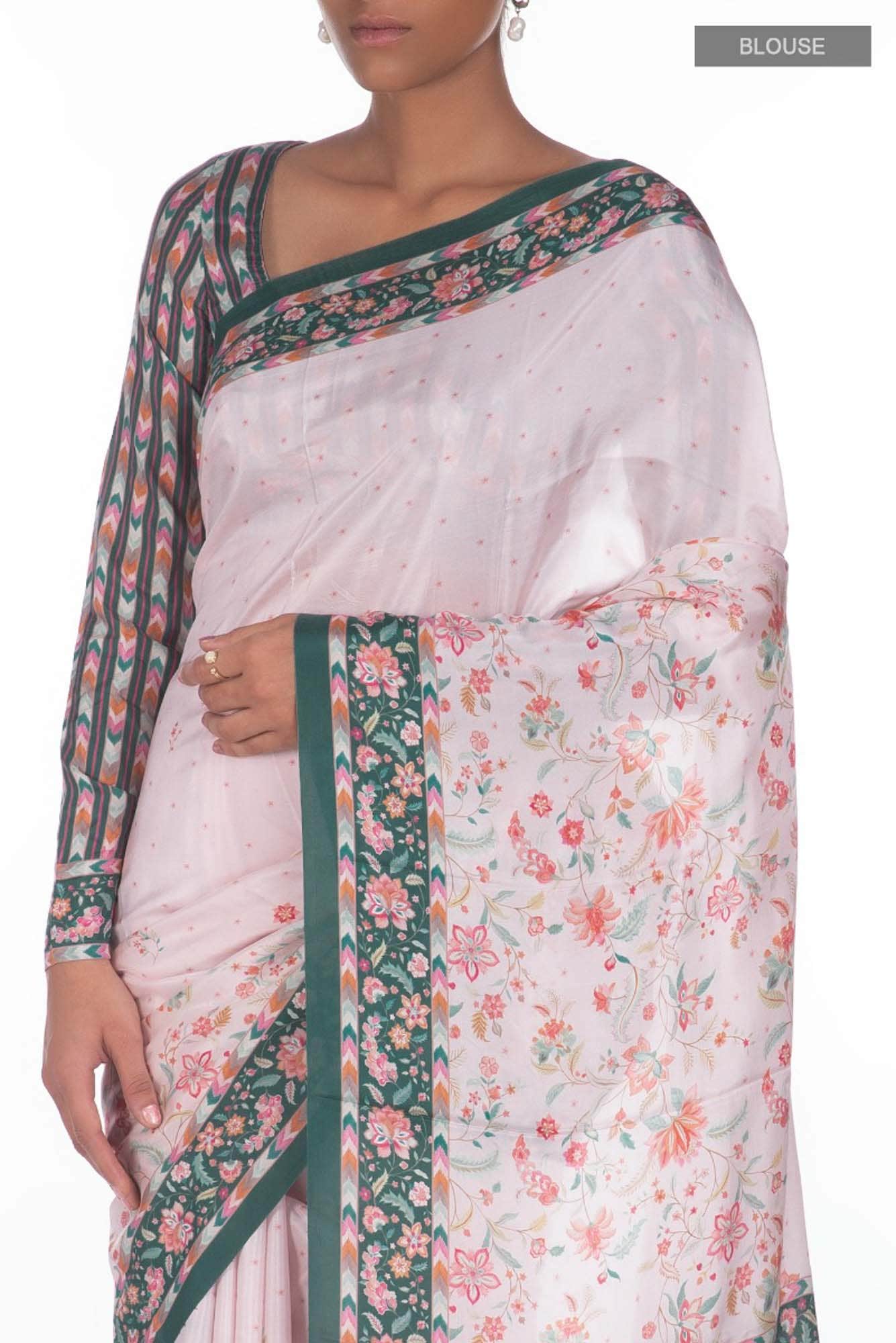 Taram Light Pink floral design saree from Chintz Collection, Designed by Nalli