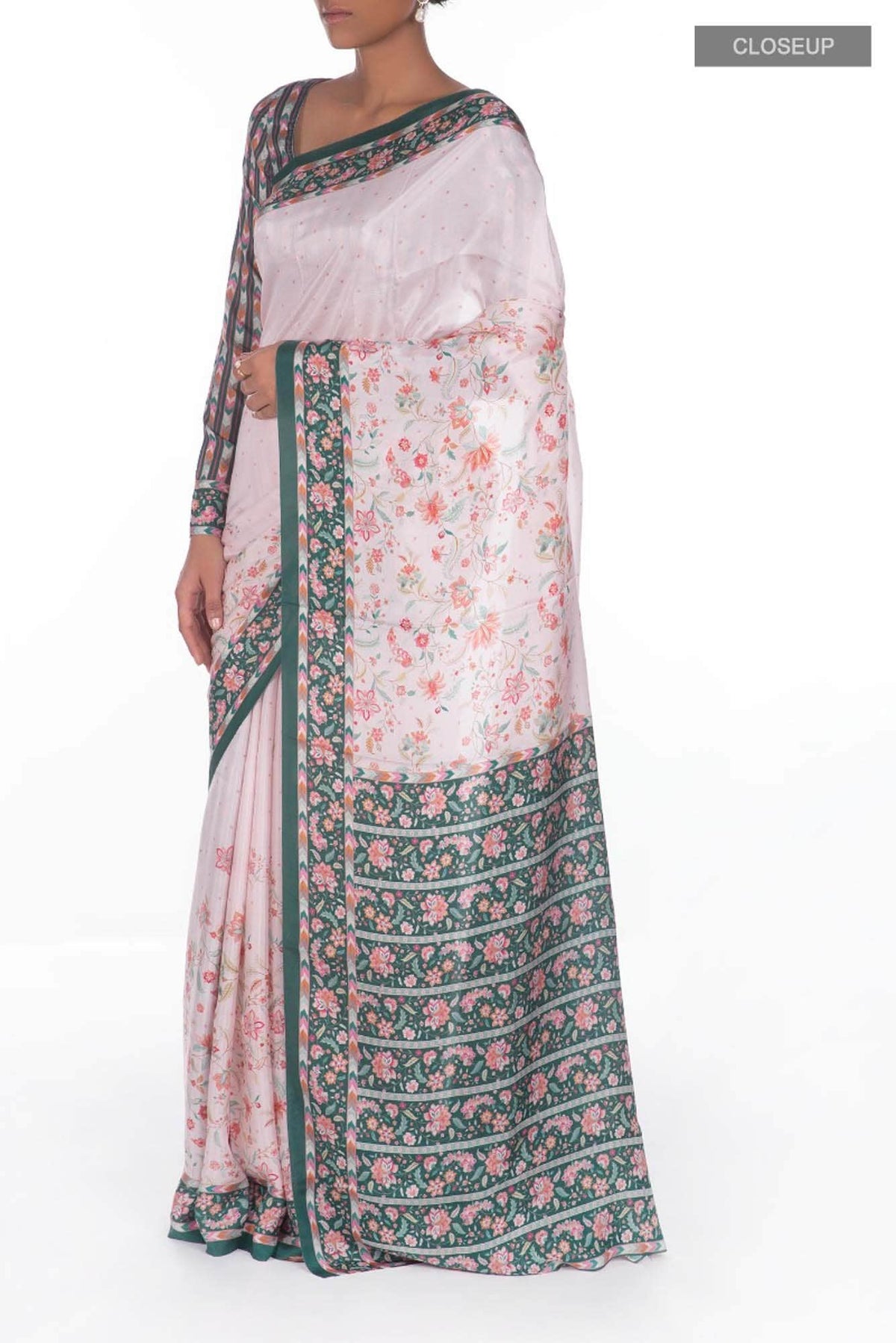 Taram Light Pink floral design saree from Chintz Collection, Designed by Nalli