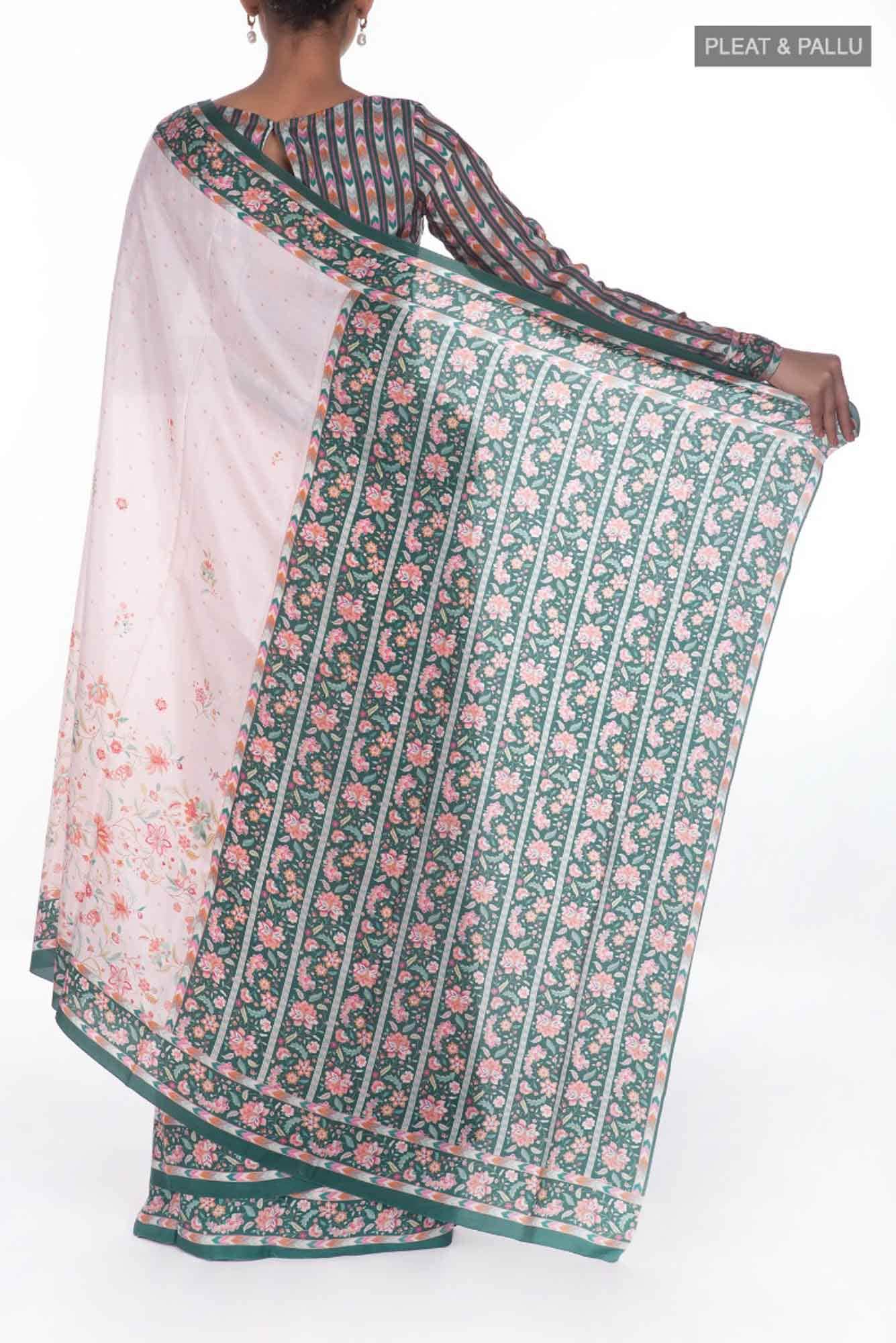 Taram Light Pink floral design saree from Chintz Collection, Designed by Nalli