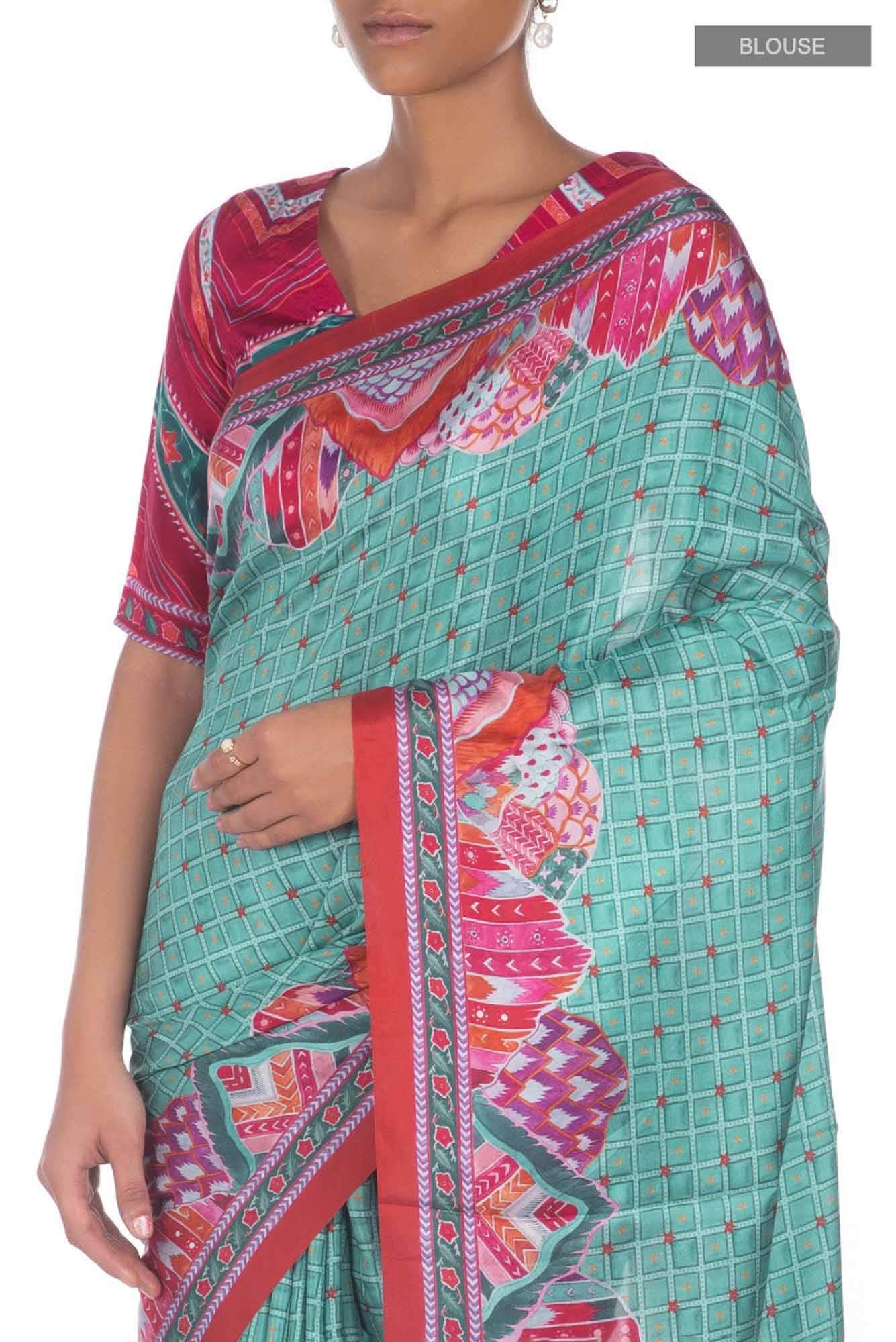Tila Sea green floral design saree from Chintz Collection, Designed by Nalli