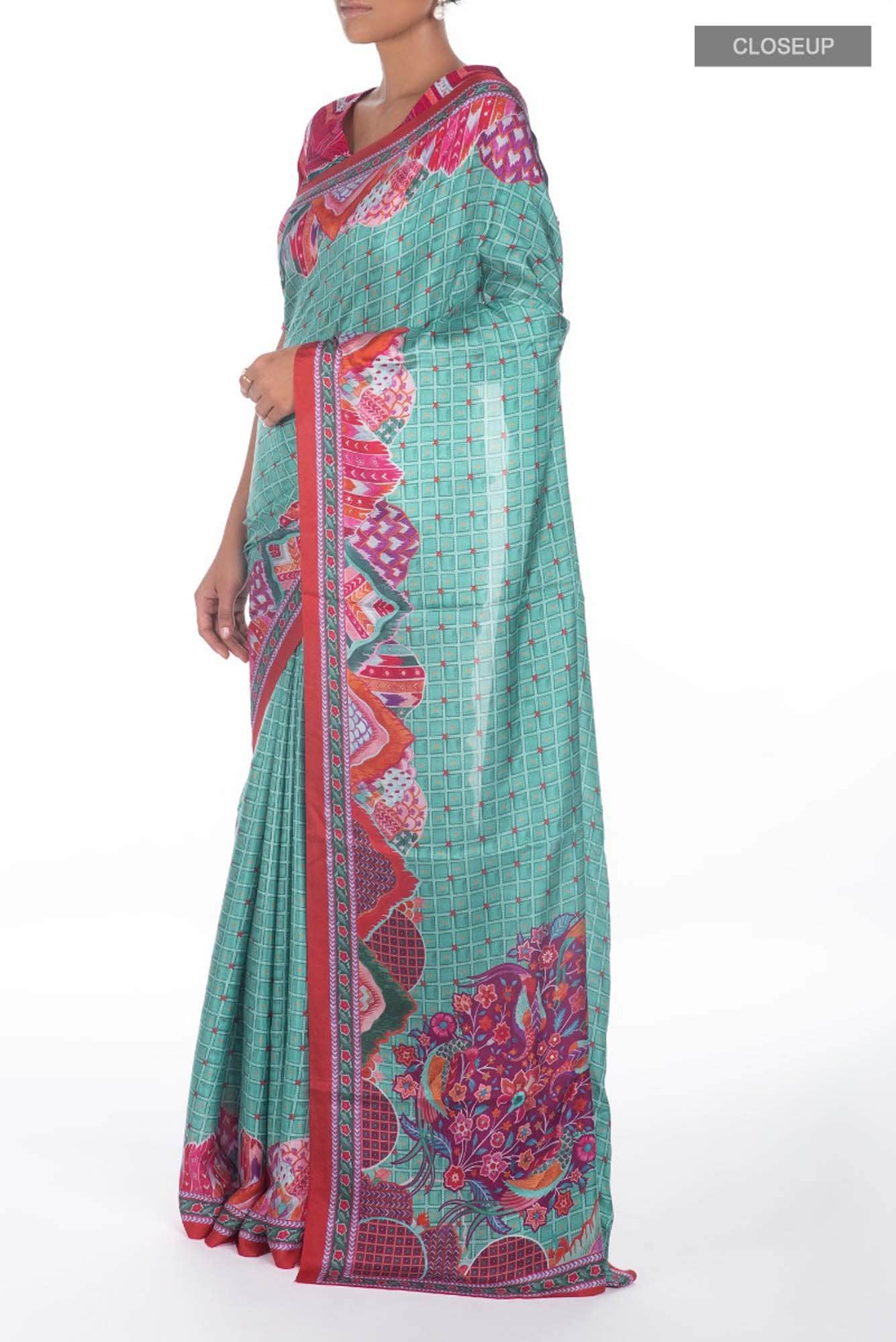 Tila Sea green floral design saree from Chintz Collection, Designed by Nalli
