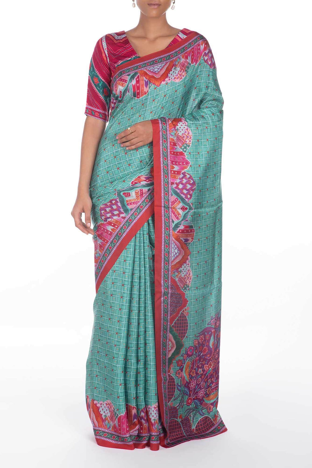 Tila Sea green floral design saree from Chintz Collection, Designed by Nalli