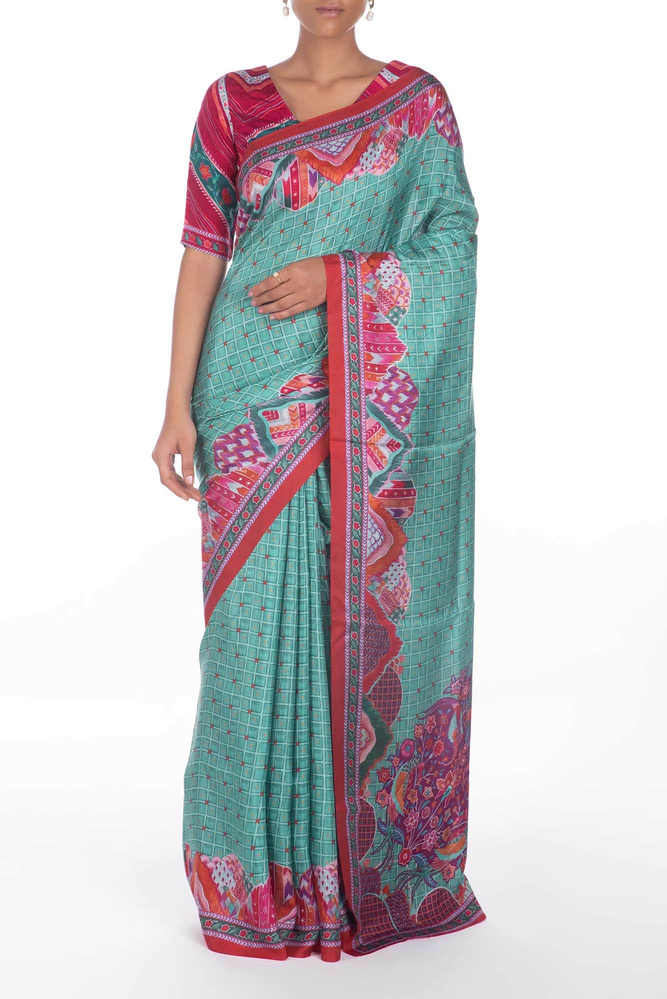Tila Sea green floral design saree from Chintz Collection, Designed by Nalli