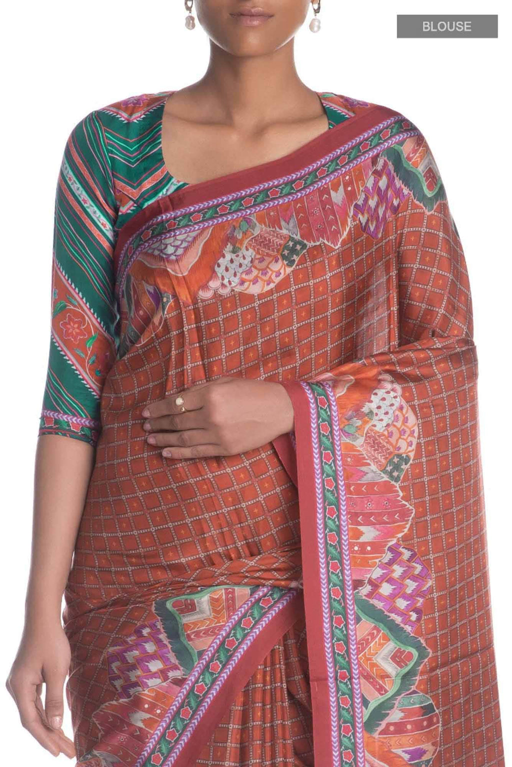 Tila orange floral design saree from Chintz Collection, Designed by Nalli