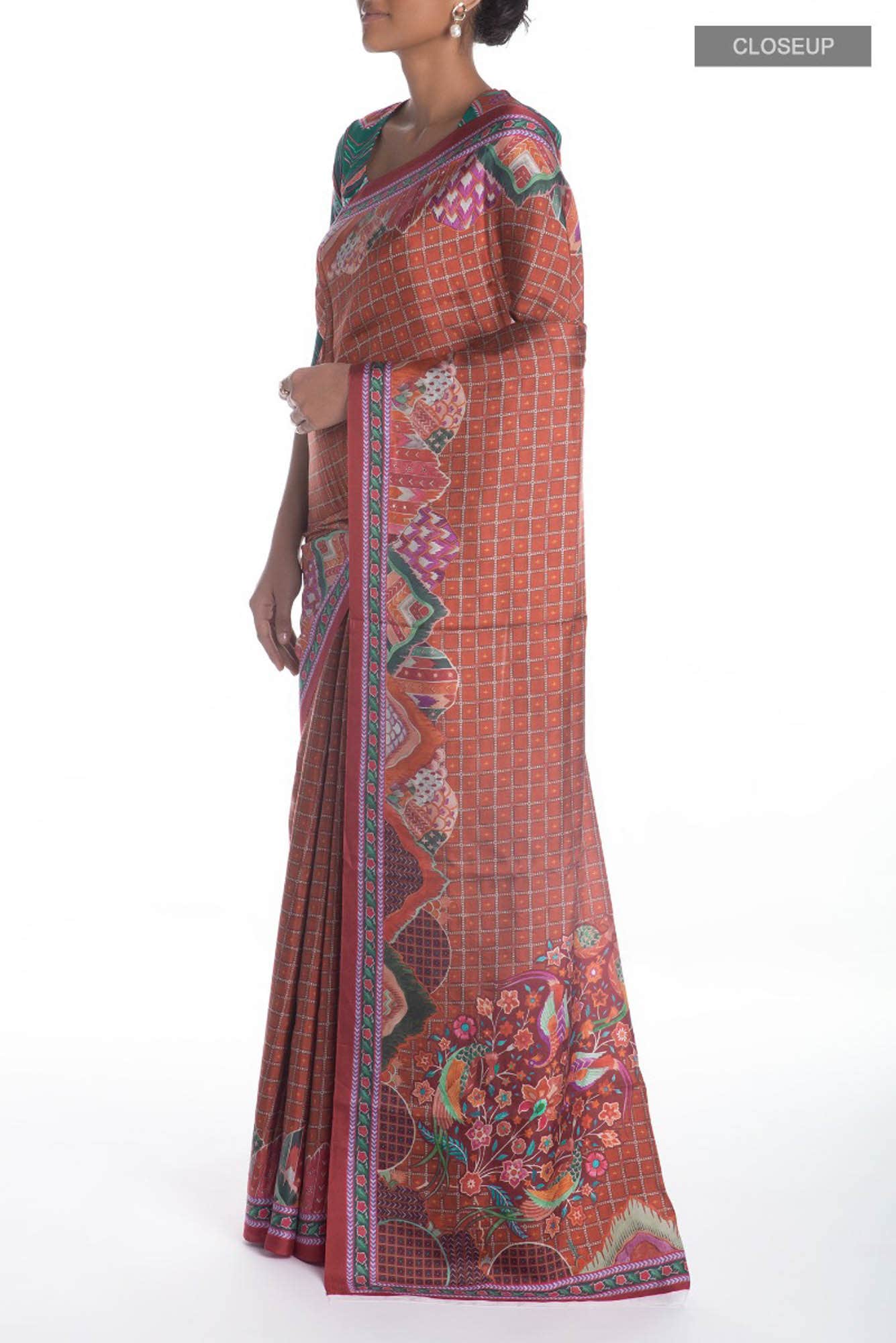 Tila orange floral design saree from Chintz Collection, Designed by Nalli
