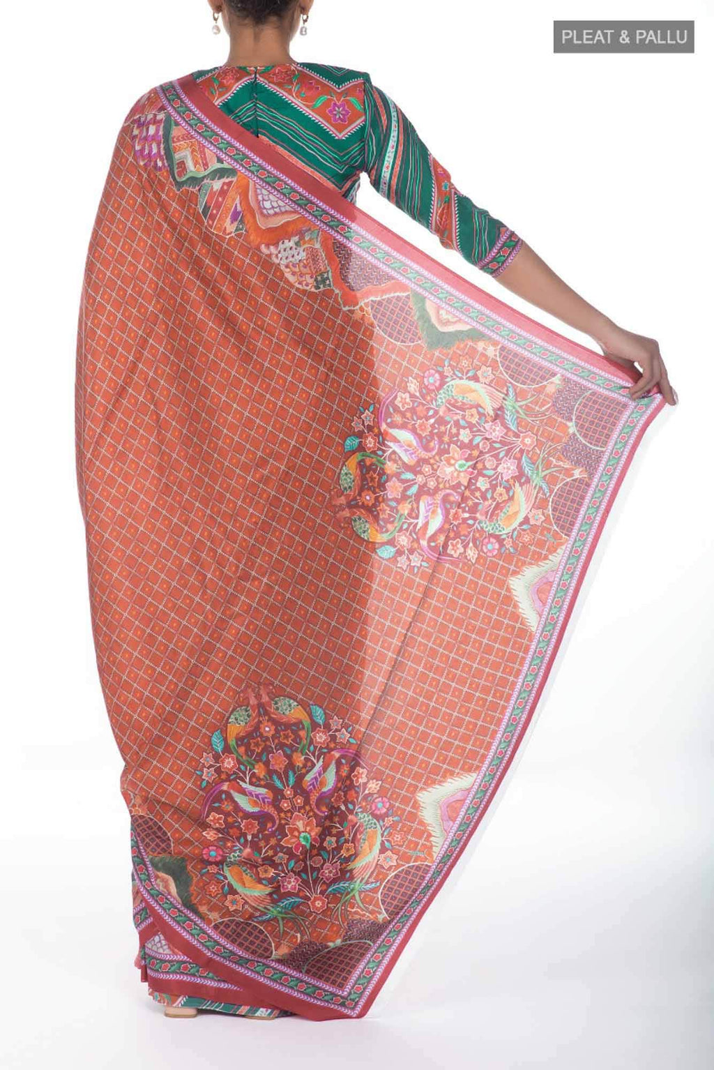Tila orange floral design saree from Chintz Collection, Designed by Nalli