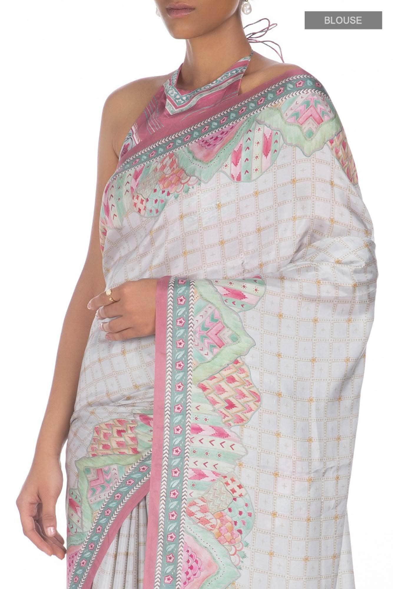 Tila off white floral design saree from Chintz Collection, Designed by Nalli