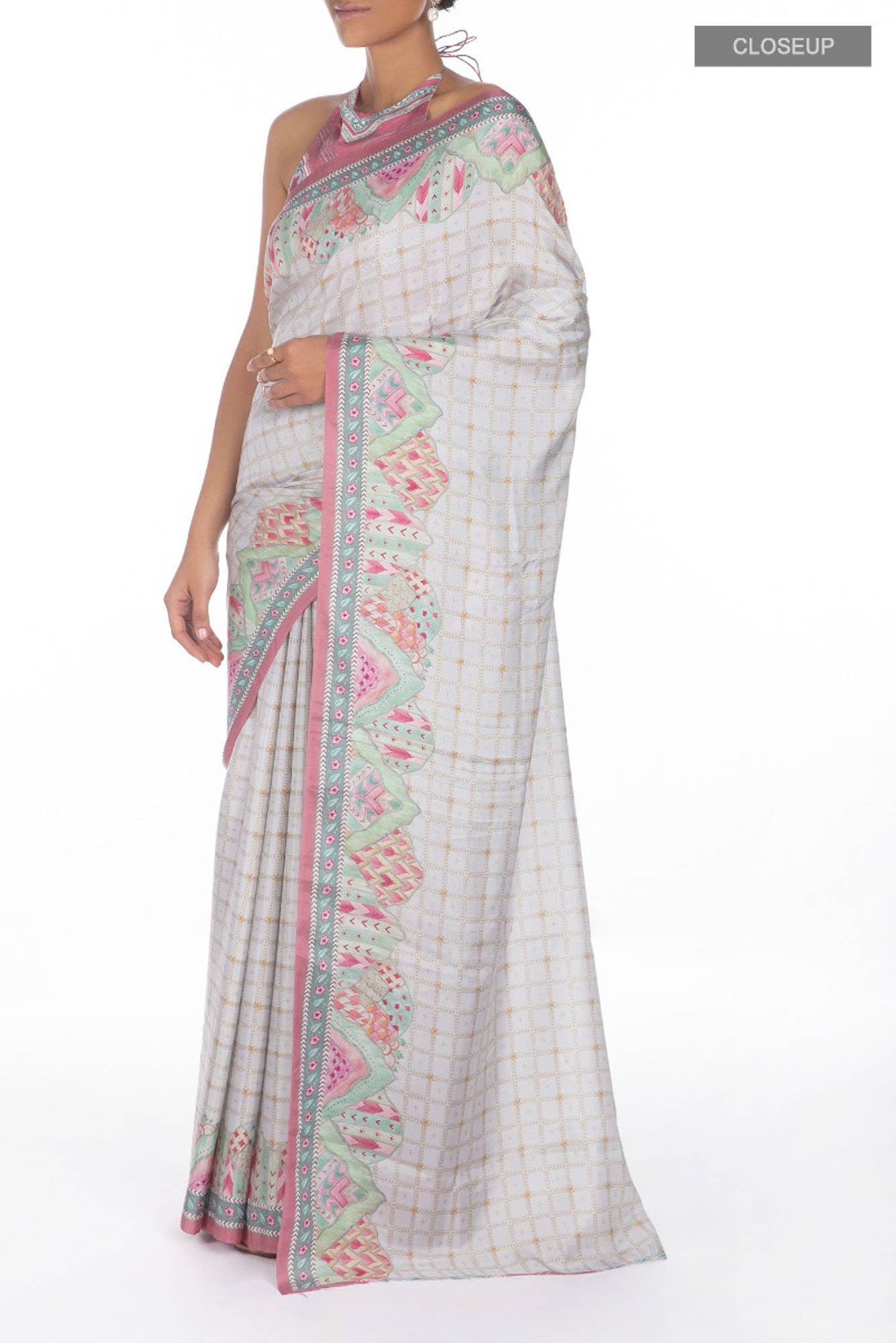 Tila off white floral design saree from Chintz Collection, Designed by Nalli