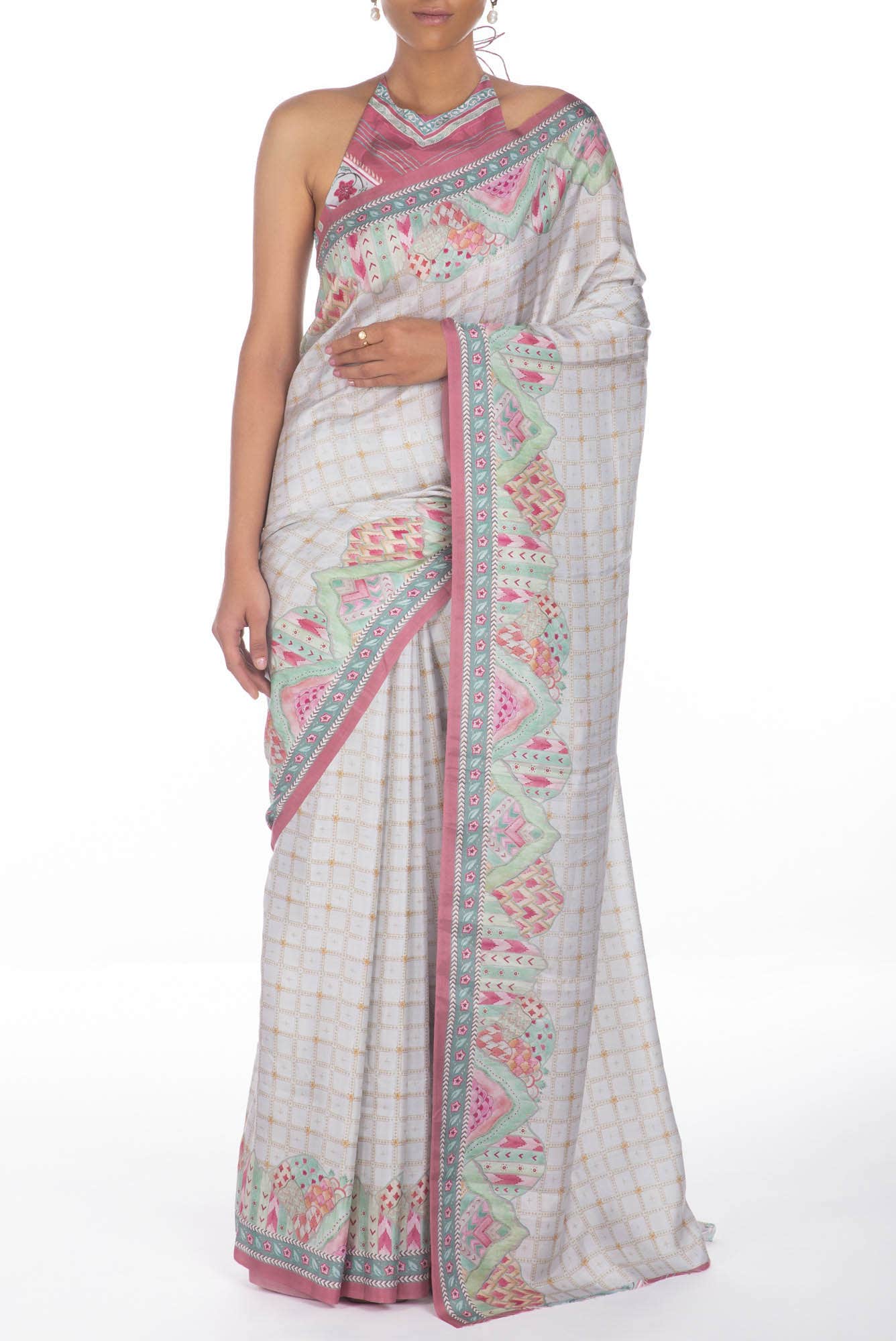 Tila off white floral design saree from Chintz Collection, Designed by Nalli