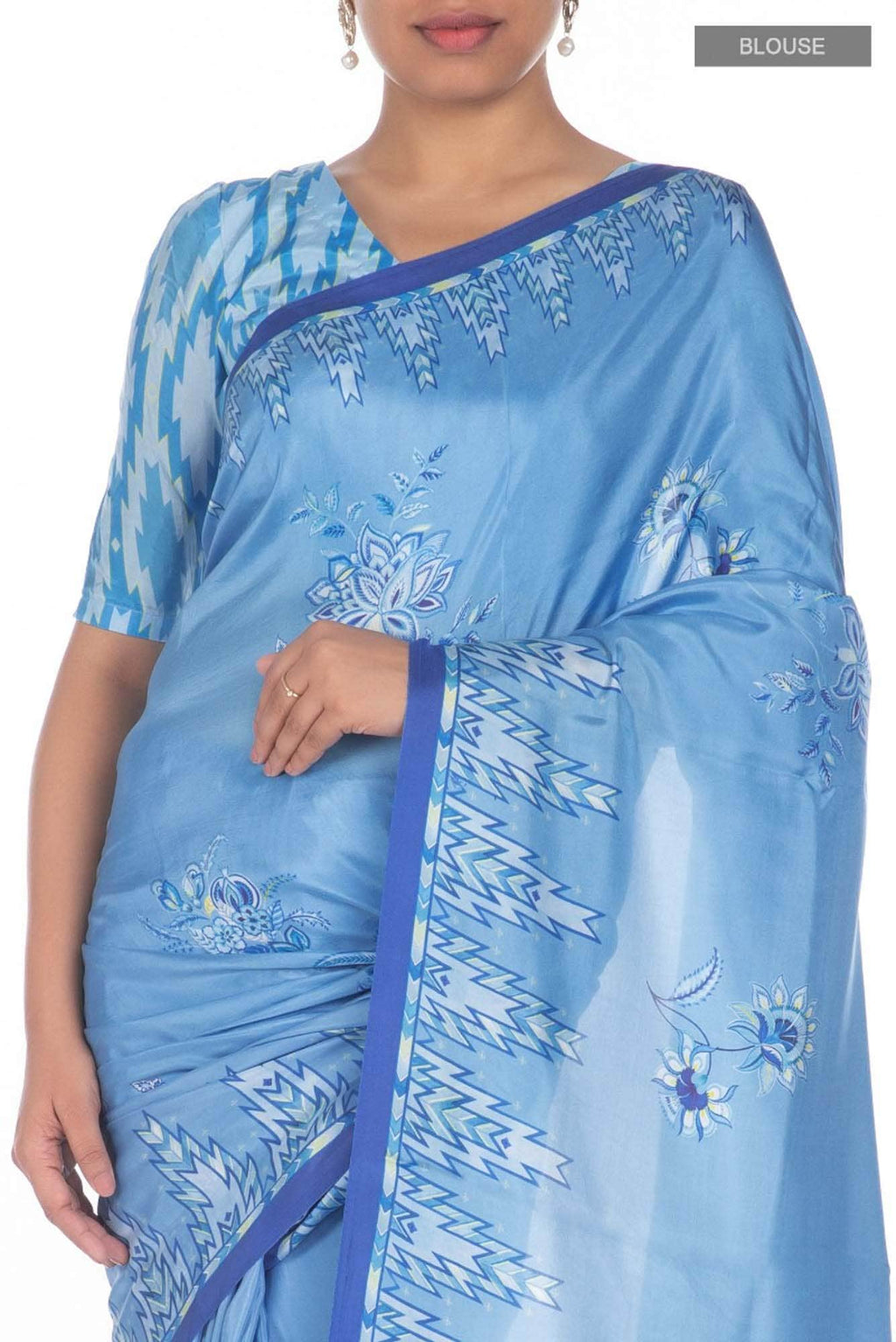 Sadhna Blue floral design saree from Chintz Collection, Designed by Nalli