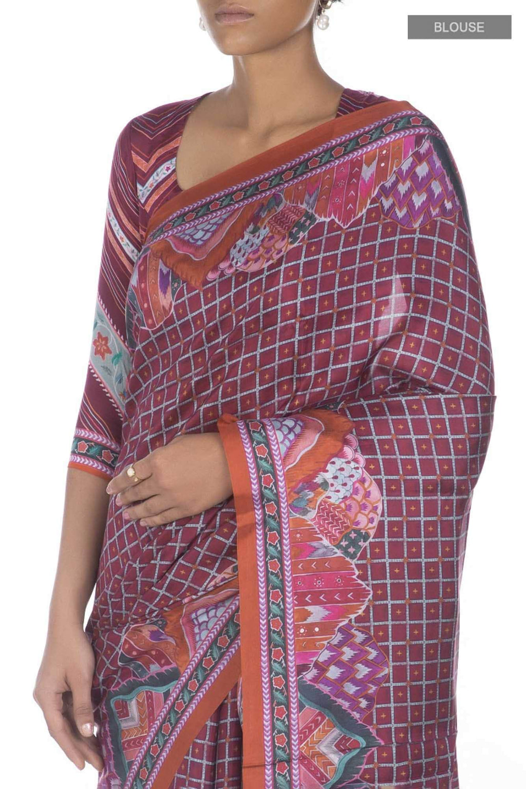 Tila Brown floral design saree from Chintz Collection, Designed by Nalli