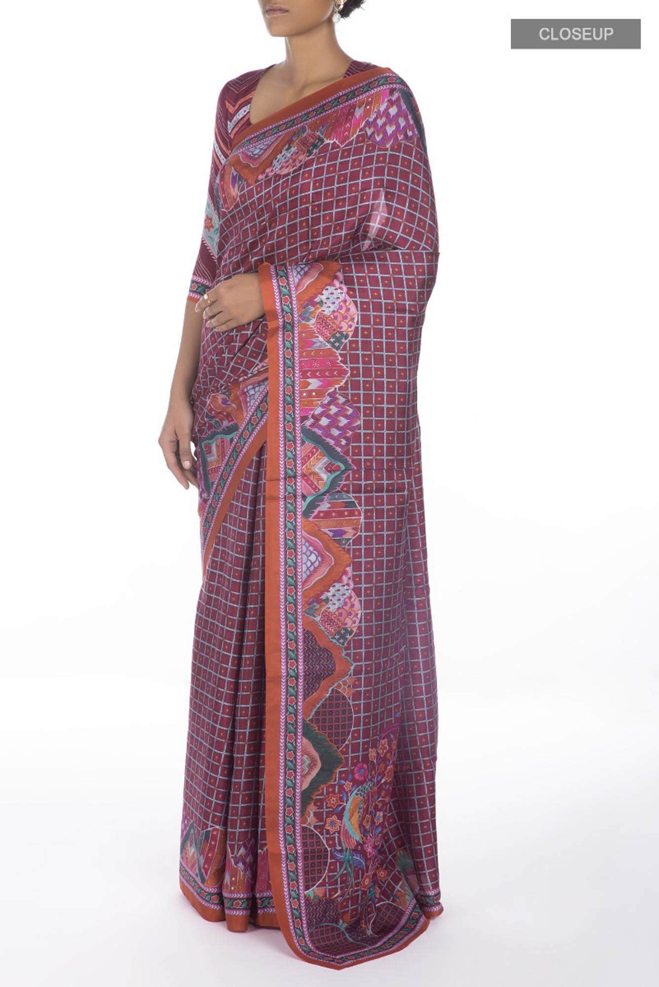 Tila Brown floral design saree from Chintz Collection, Designed by Nalli