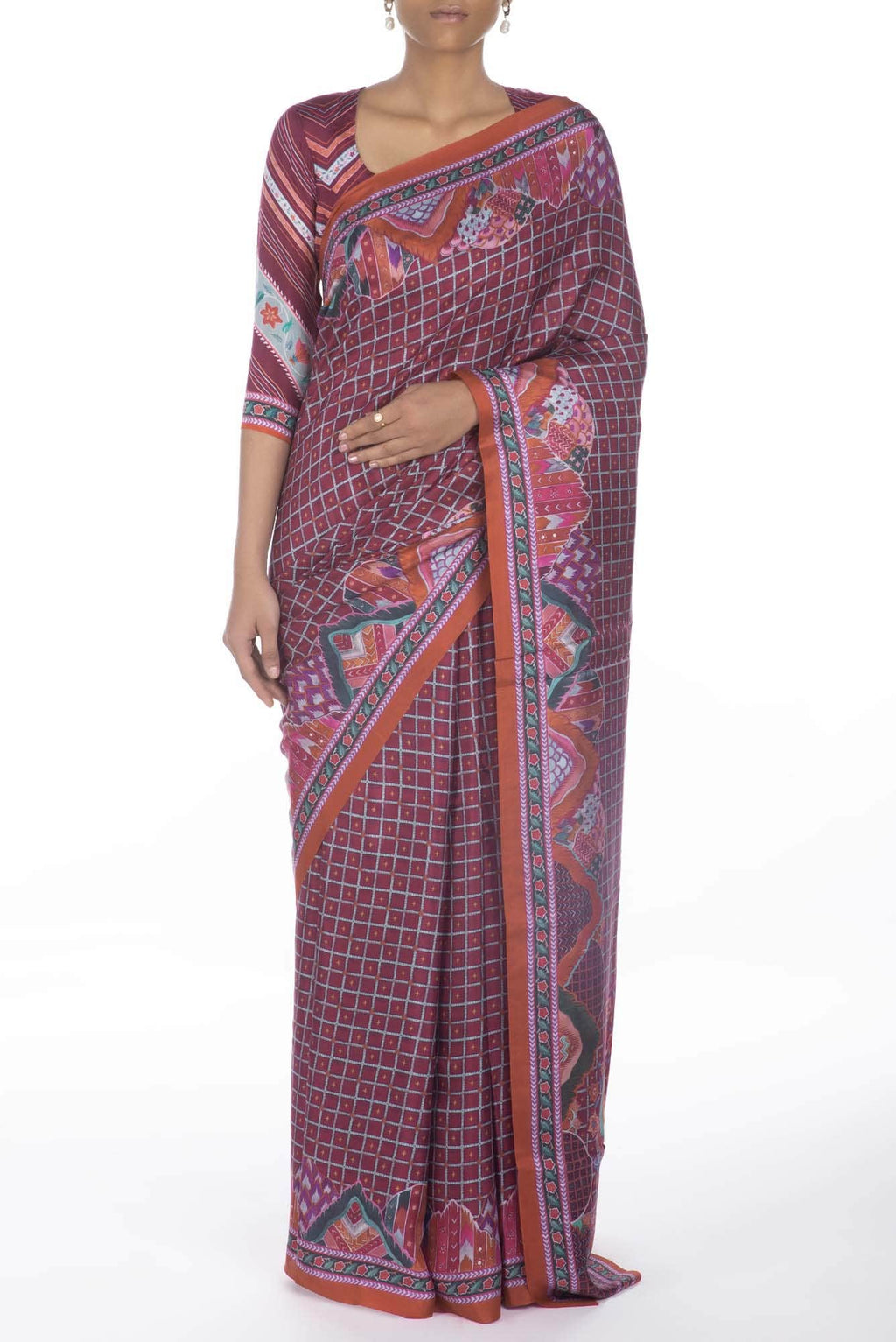 Tila Brown floral design saree from Chintz Collection, Designed by Nalli