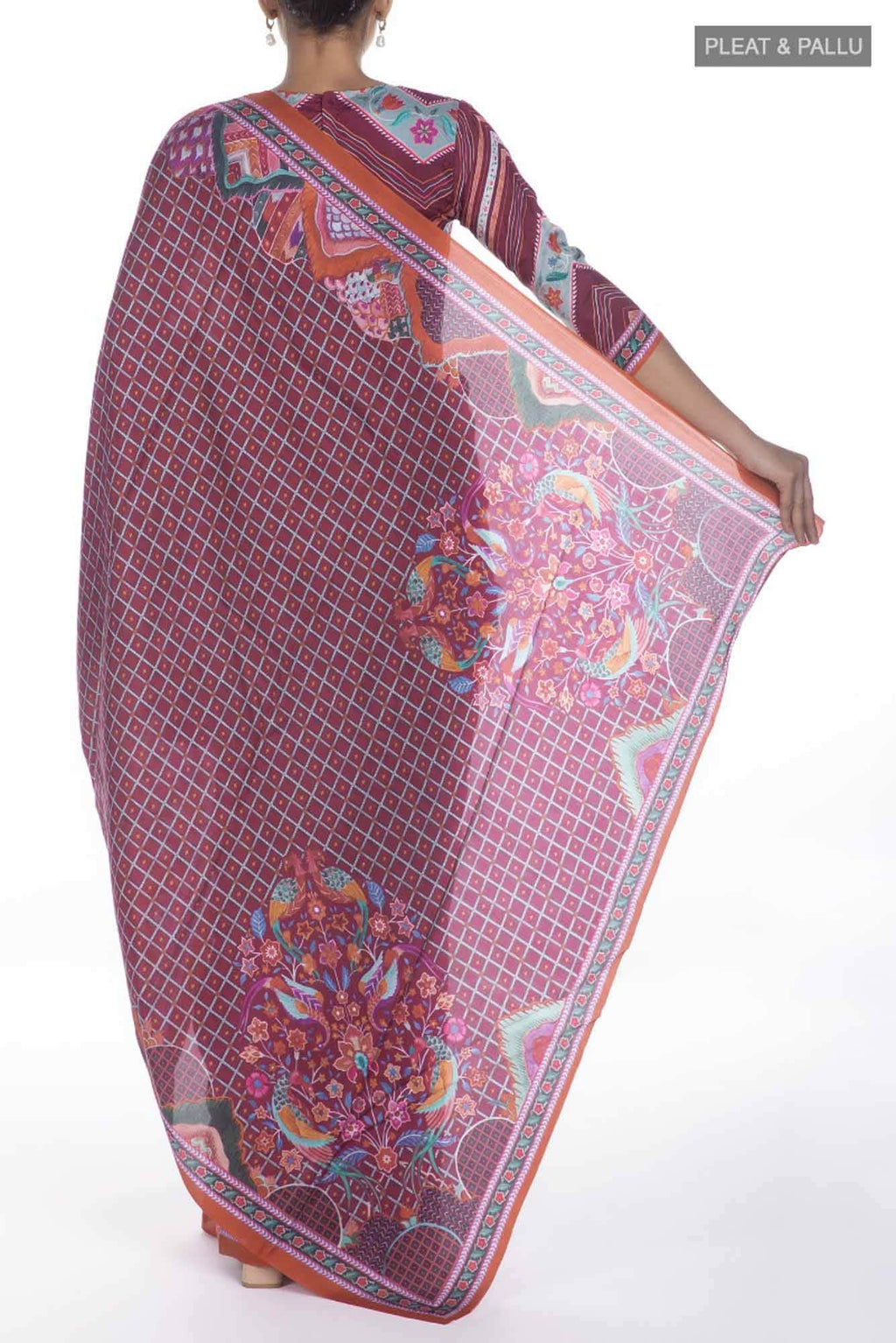 Tila Brown floral design saree from Chintz Collection, Designed by Nalli