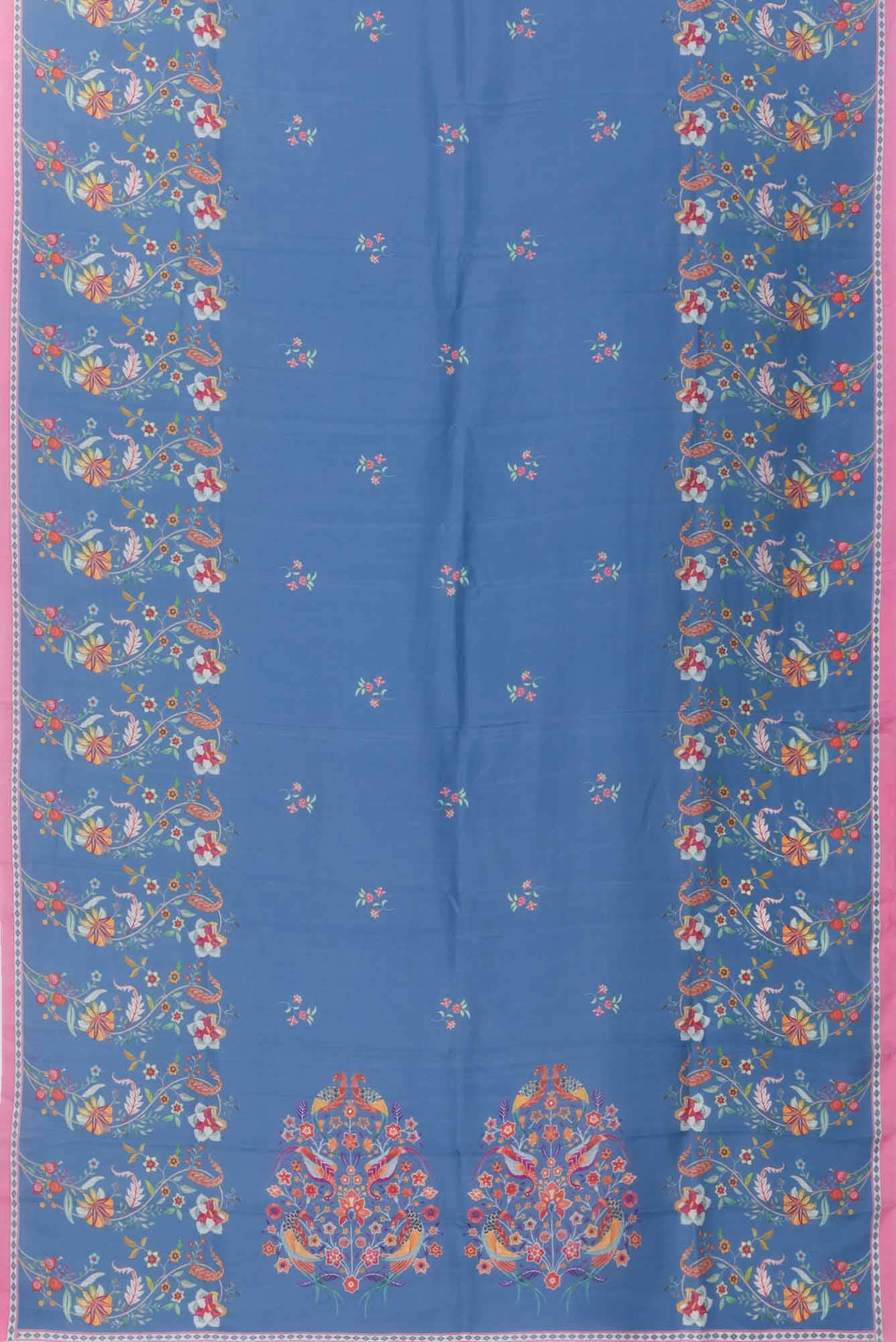Nupur Blue floral design saree from Chintz Collection, Designed by Nalli