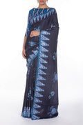 Sadhna Navy Blue floral design saree from Chintz Collection, Designed by Nalli