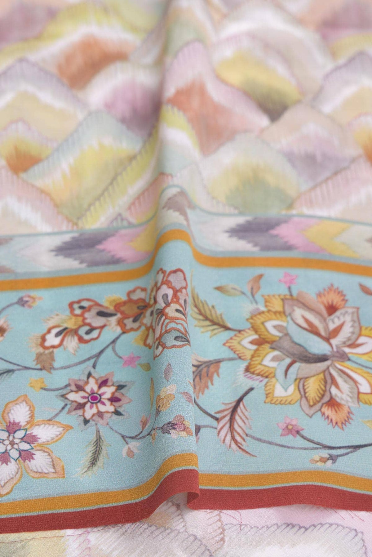 Bagicha Mauve floral design saree from Chintz Collection, Designed by Nalli