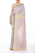 Lata Grey floral design saree from Chintz Collection, Designed by Nalli