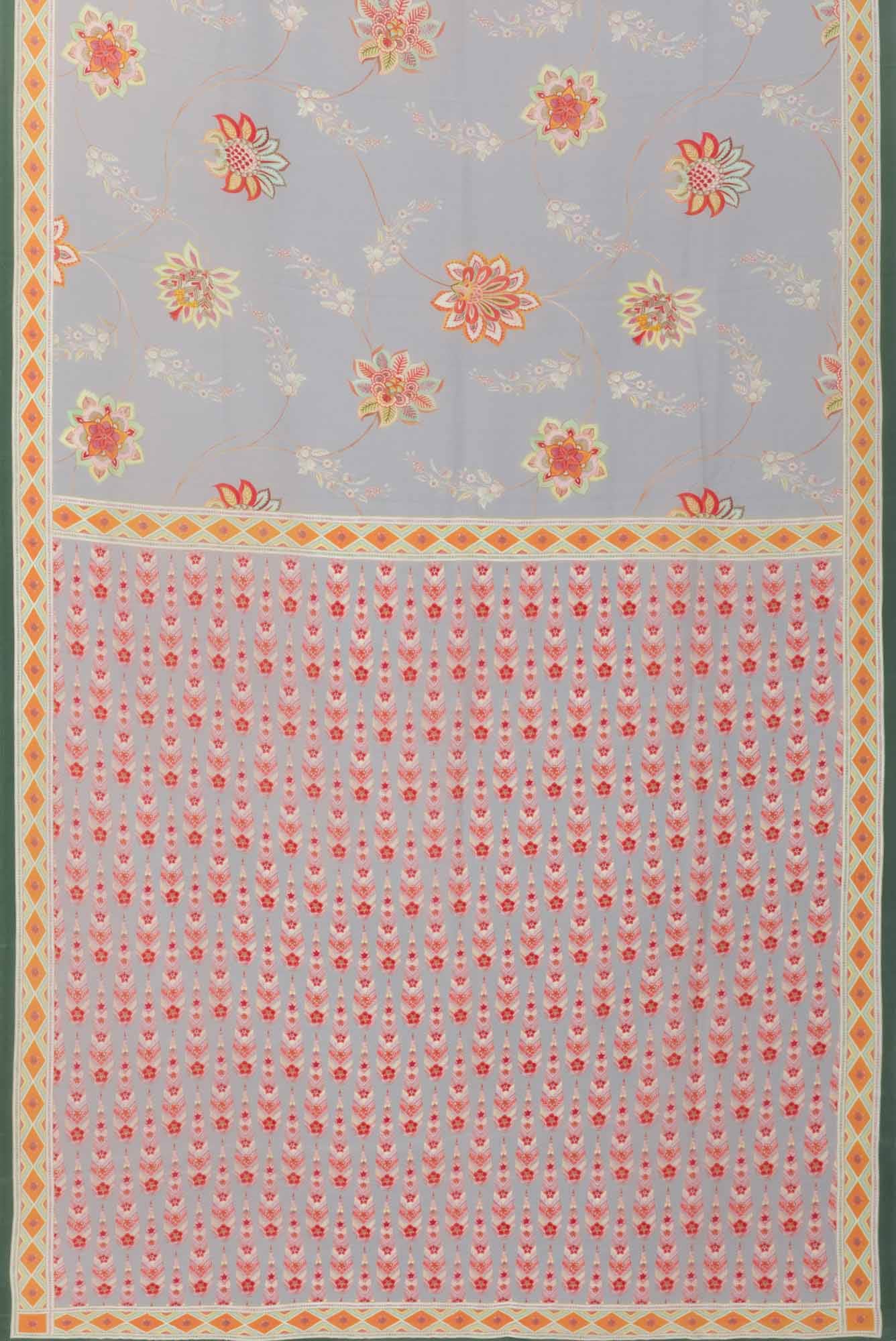 Lata Grey floral design saree from Chintz Collection, Designed by Nalli