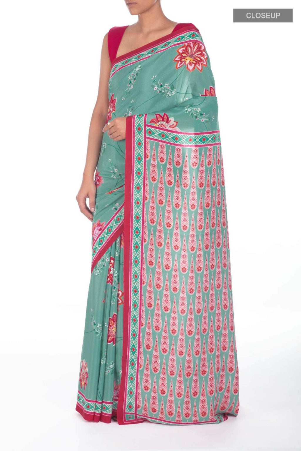 Lata Sea green floral design saree from Chintz Collection, Designed by Nalli