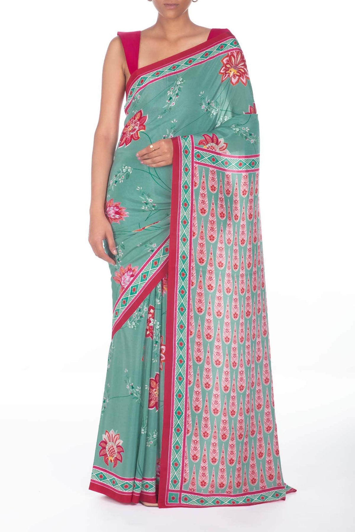 Lata Sea green floral design saree from Chintz Collection, Designed by Nalli
