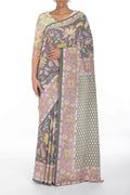 Bagicha Grey floral design saree from Chintz Collection, Designed by Nalli