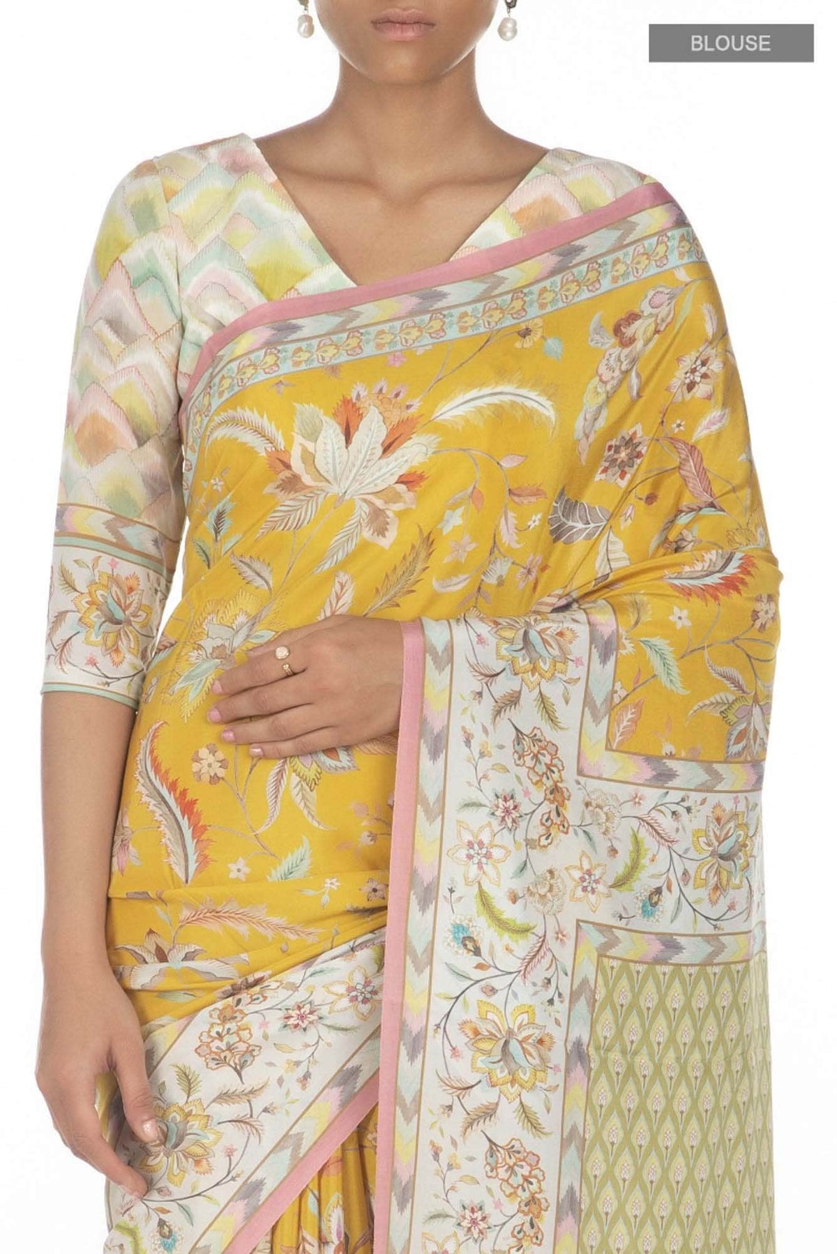 Bagicha Yellow floral design saree from Chintz Collection, Designed by Nalli