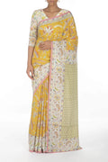 Bagicha Yellow floral design saree from Chintz Collection, Designed by Nalli