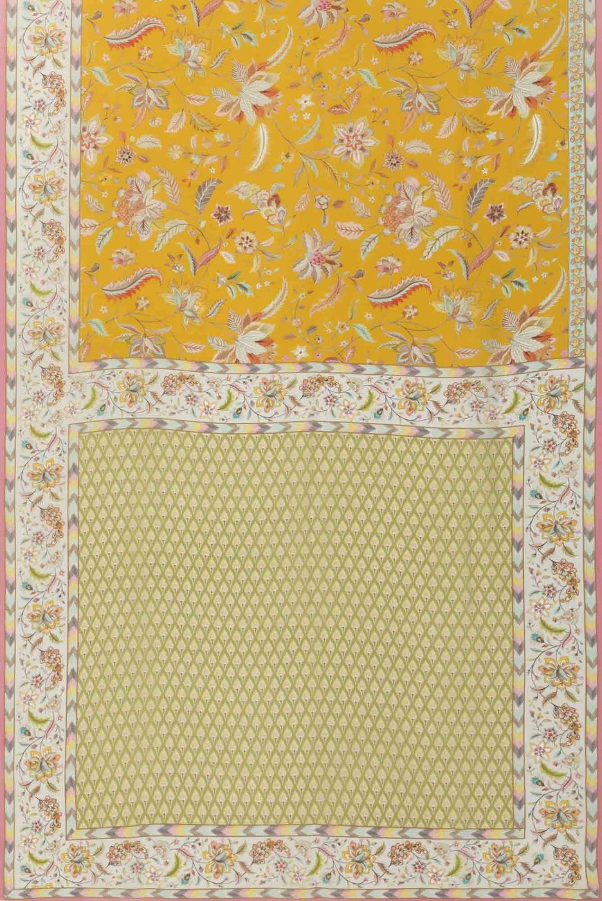 Bagicha Yellow floral design saree from Chintz Collection, Designed by Nalli