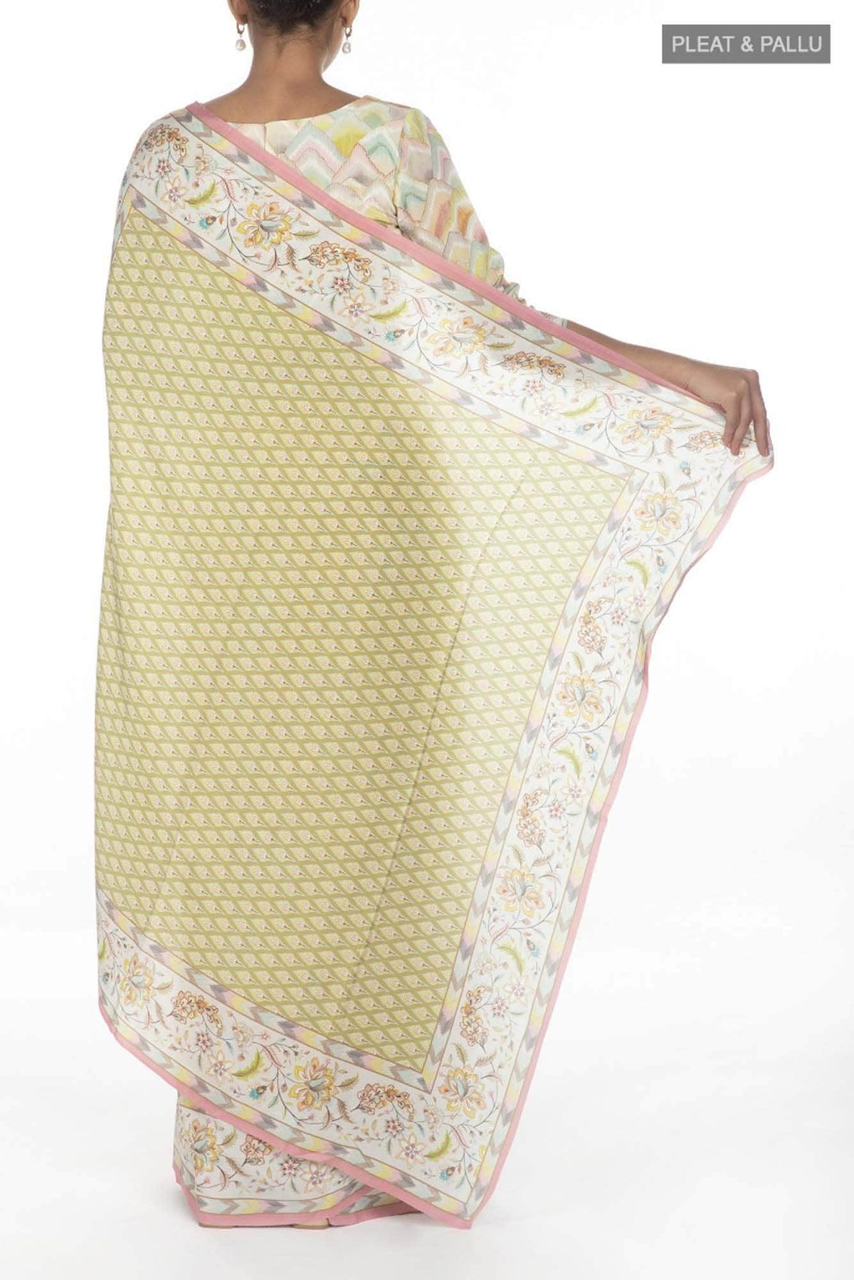 Bagicha Yellow floral design saree from Chintz Collection, Designed by Nalli
