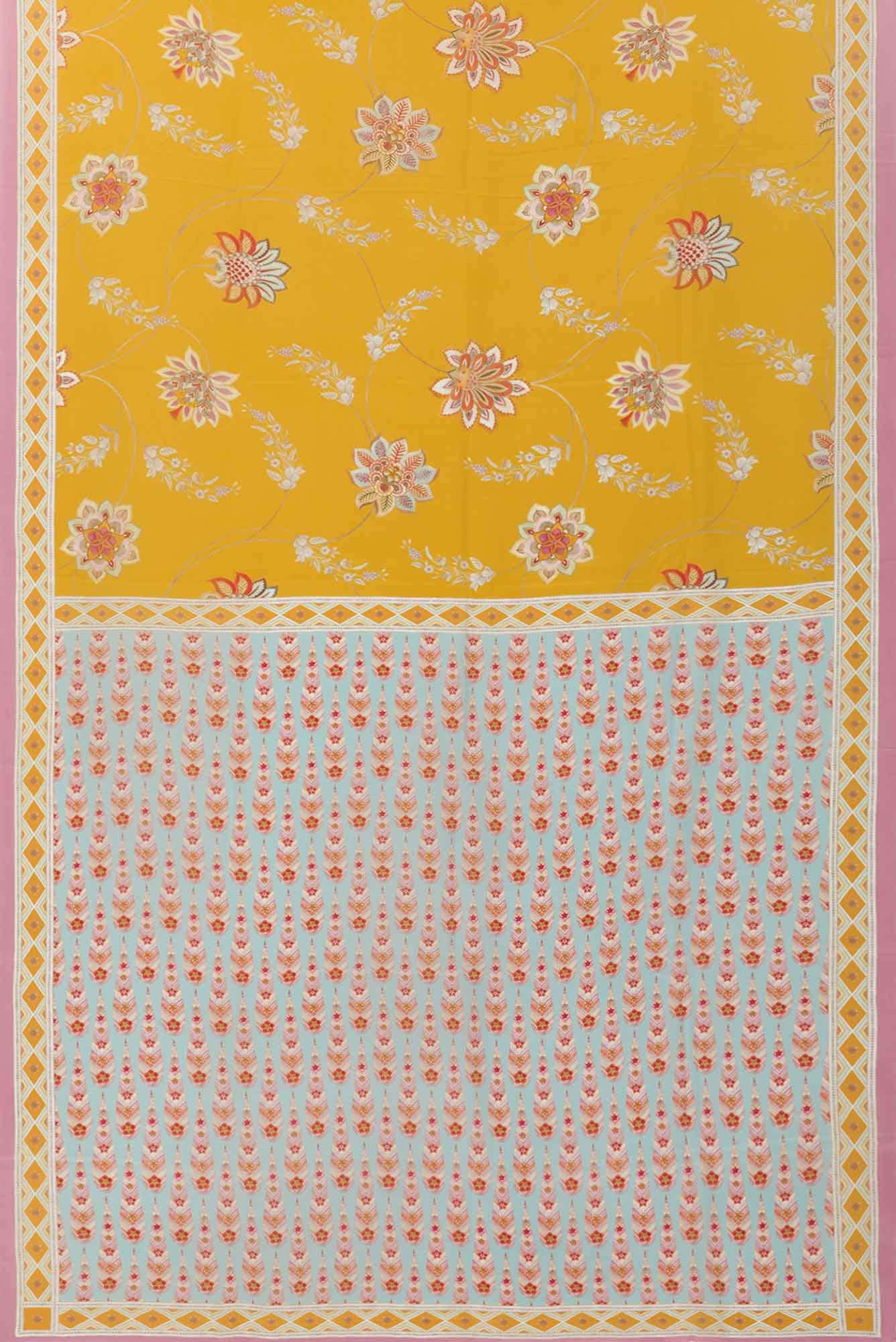 Lata Yellow floral design saree from Chintz Collection, Designed by Nalli