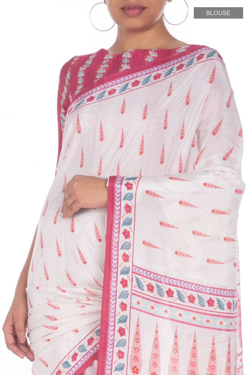 Rimjhim White floral design saree from Chintz Collection, Designed by Nalli