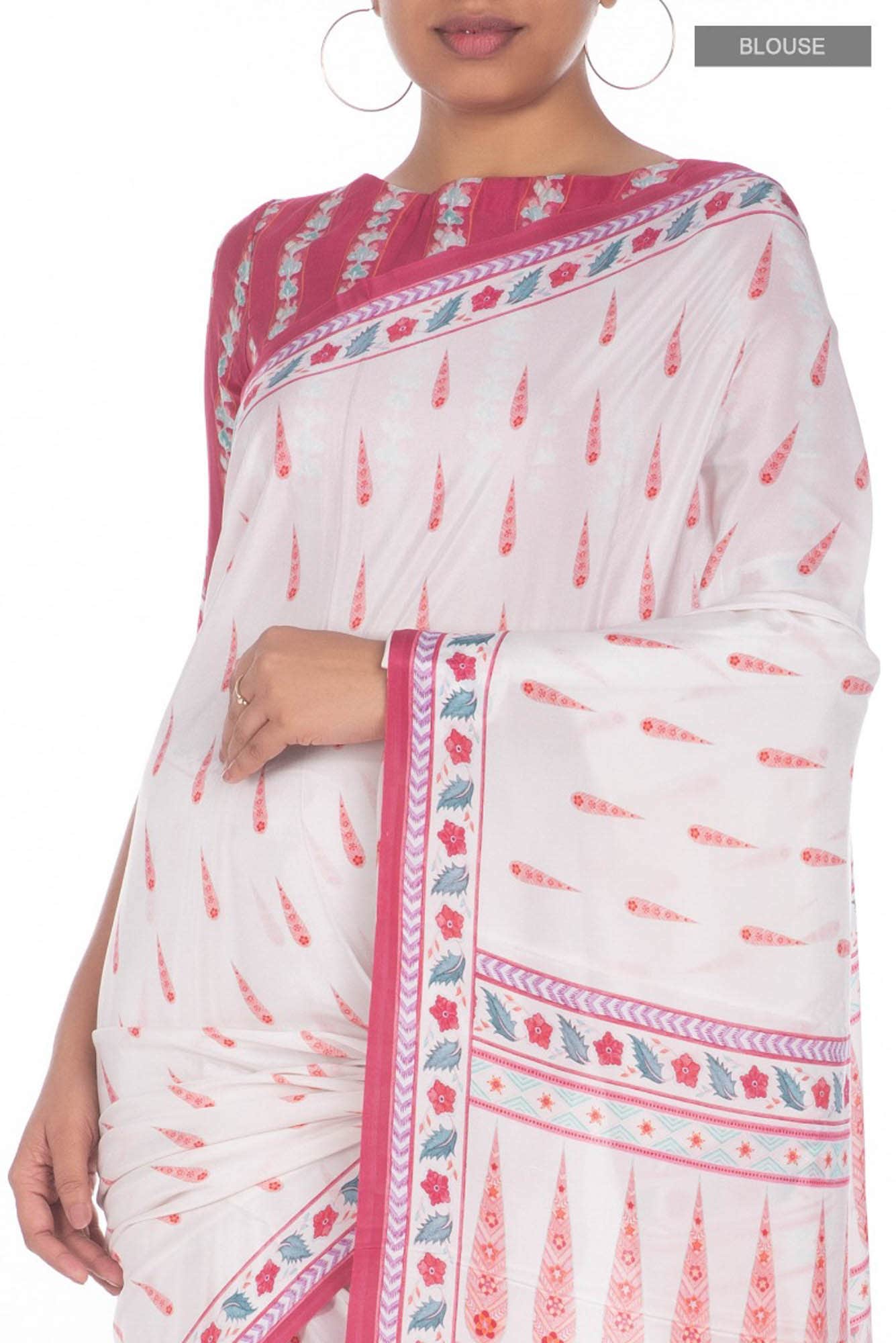 Rimjhim White floral design saree from Chintz Collection, Designed by Nalli