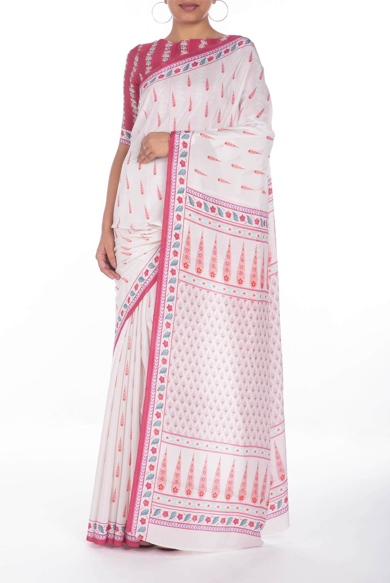 Rimjhim White floral design saree from Chintz Collection, Designed by Nalli