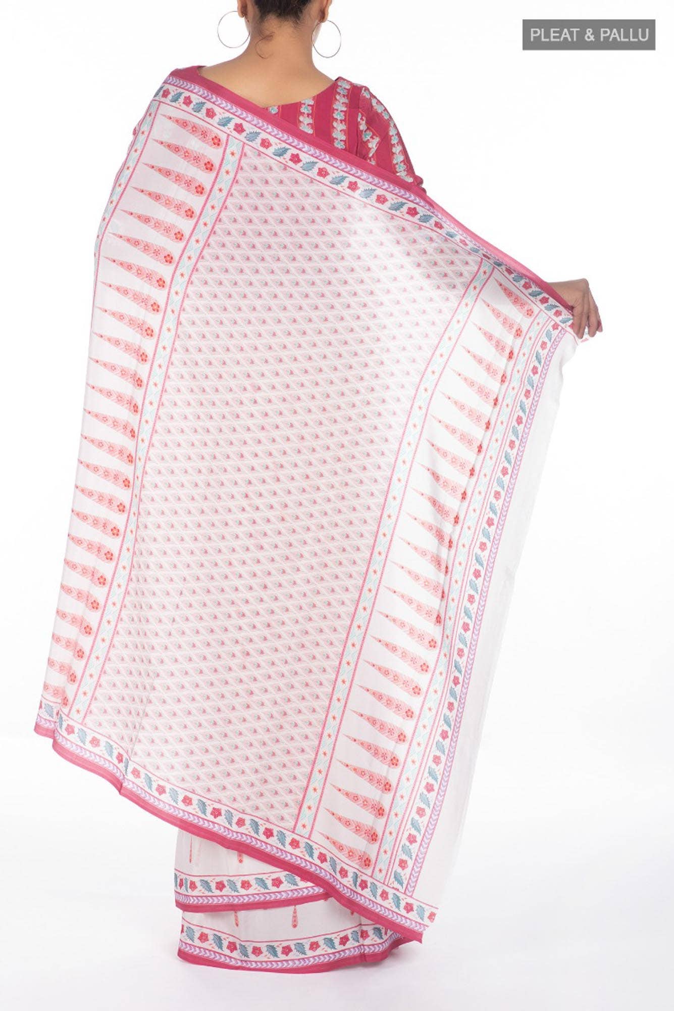 Rimjhim White floral design saree from Chintz Collection, Designed by Nalli