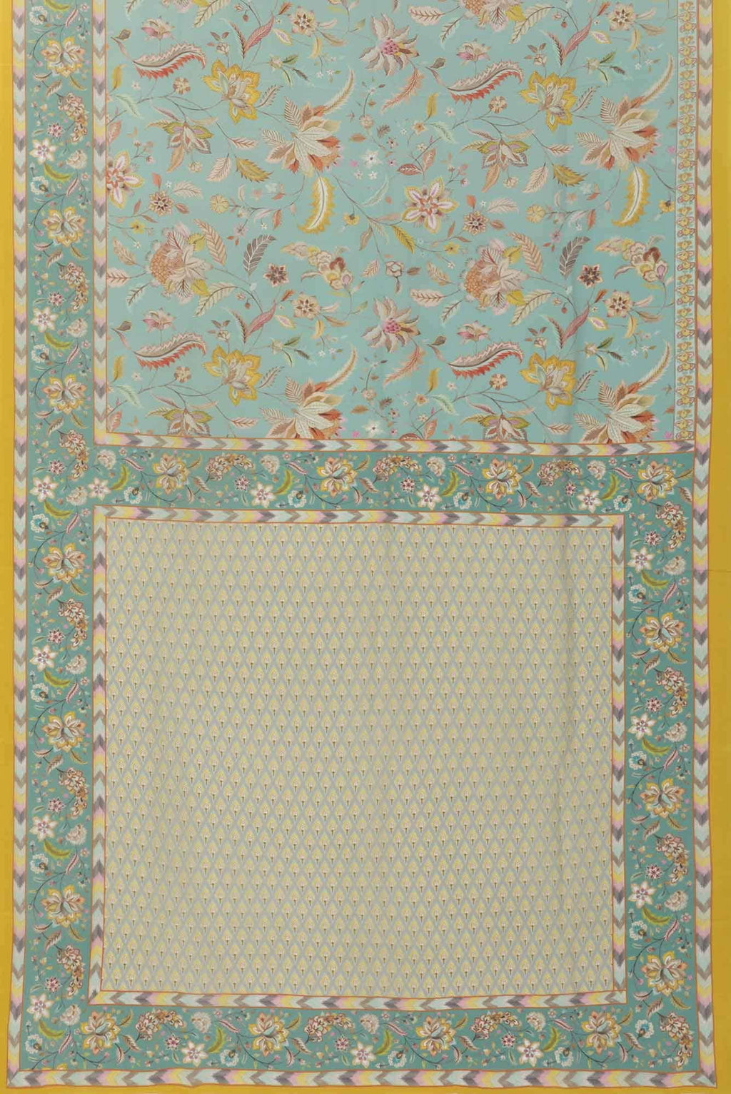 Bagicha Light turquoise floral design saree from Chintz Collection, Designed by Nalli