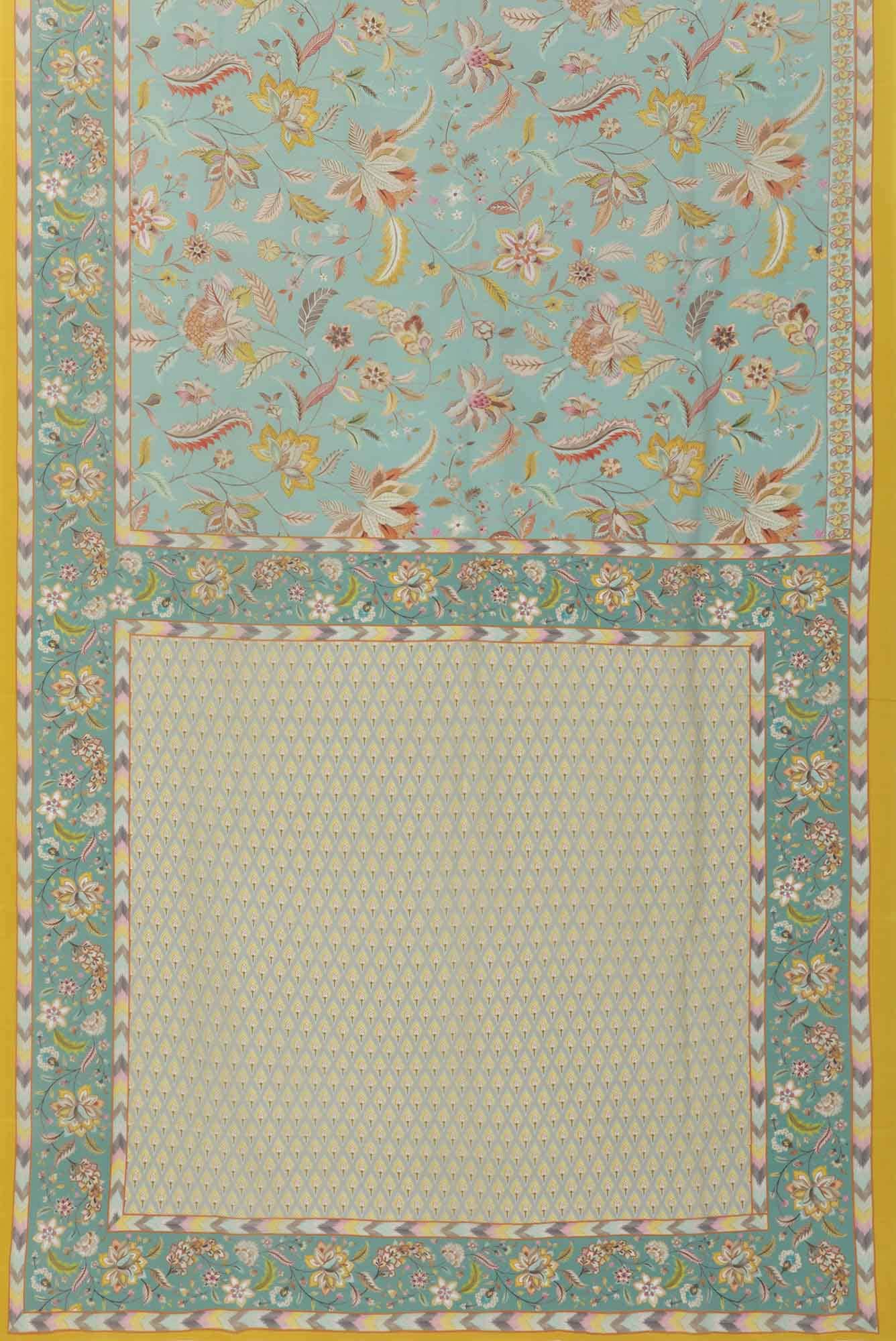 Bagicha Light turquoise floral design saree from Chintz Collection, Designed by Nalli