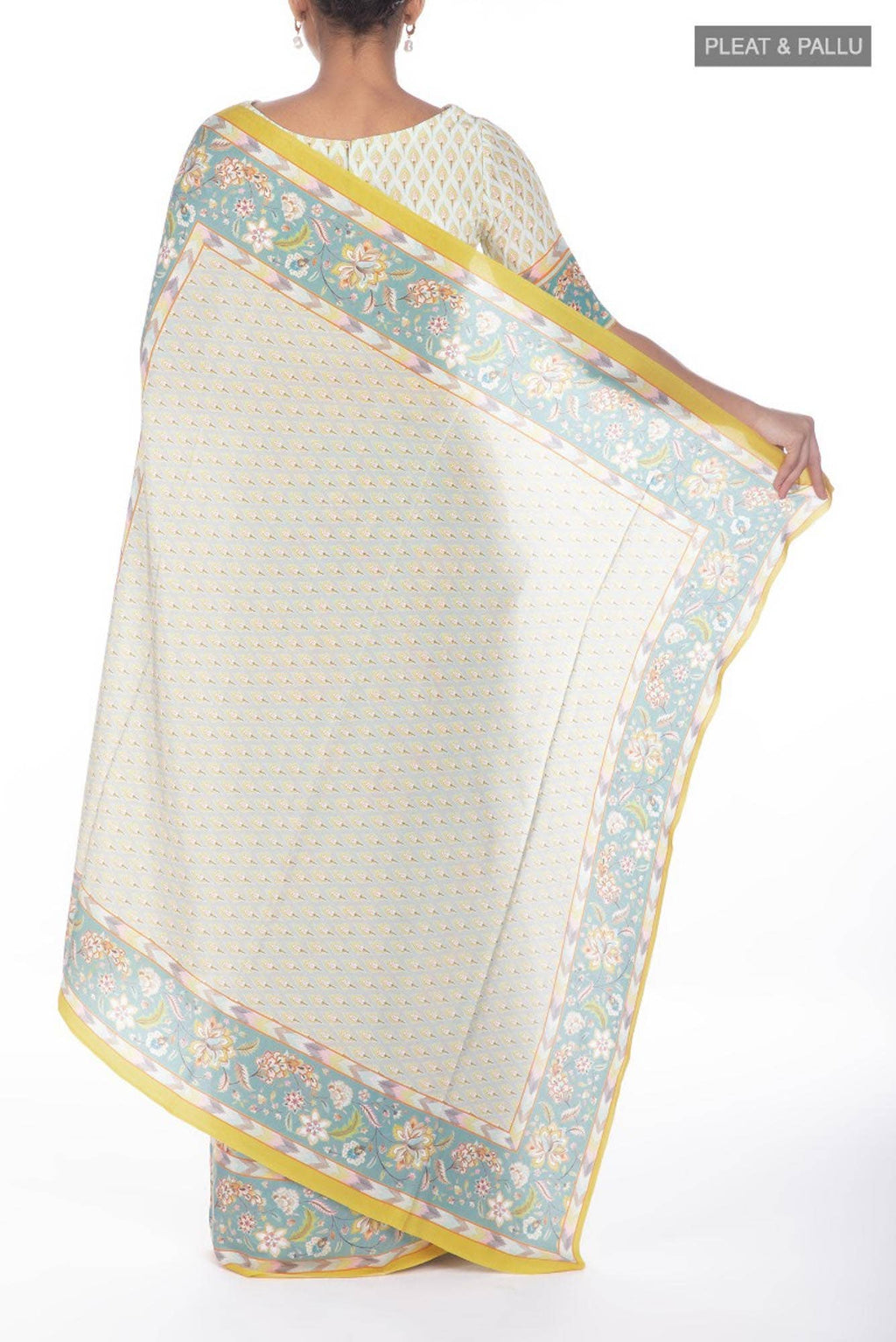 Bagicha Light turquoise floral design saree from Chintz Collection, Designed by Nalli