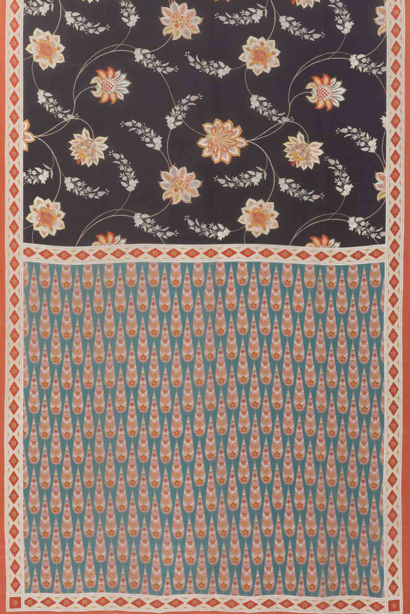 Lata Dark Grey floral design saree from Chintz Collection, Designed by Nalli
