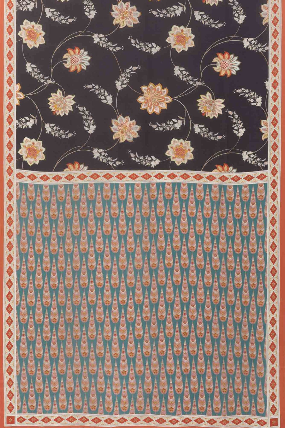 Lata Dark Grey floral design saree from Chintz Collection, Designed by Nalli