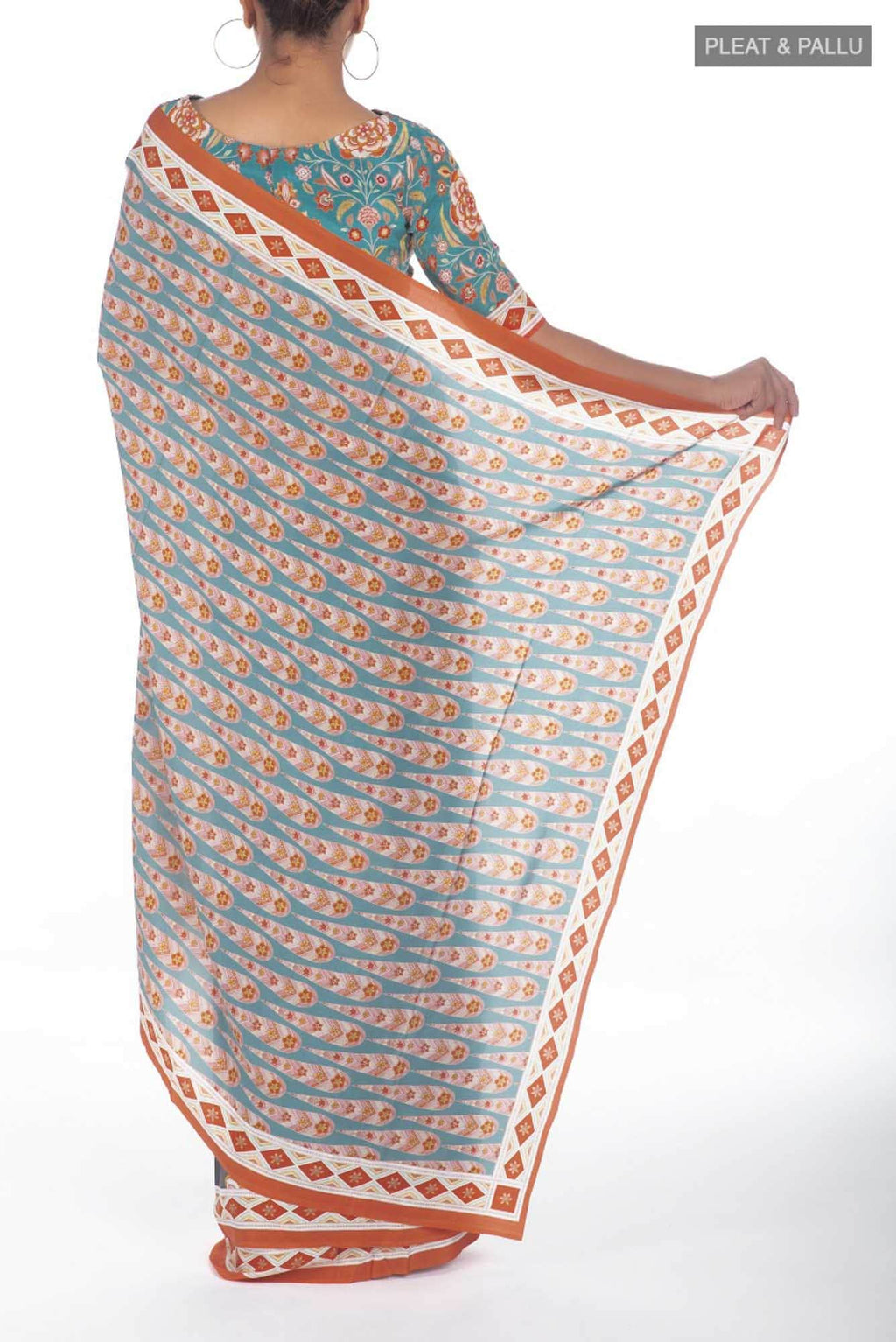 Lata Dark Grey floral design saree from Chintz Collection, Designed by Nalli