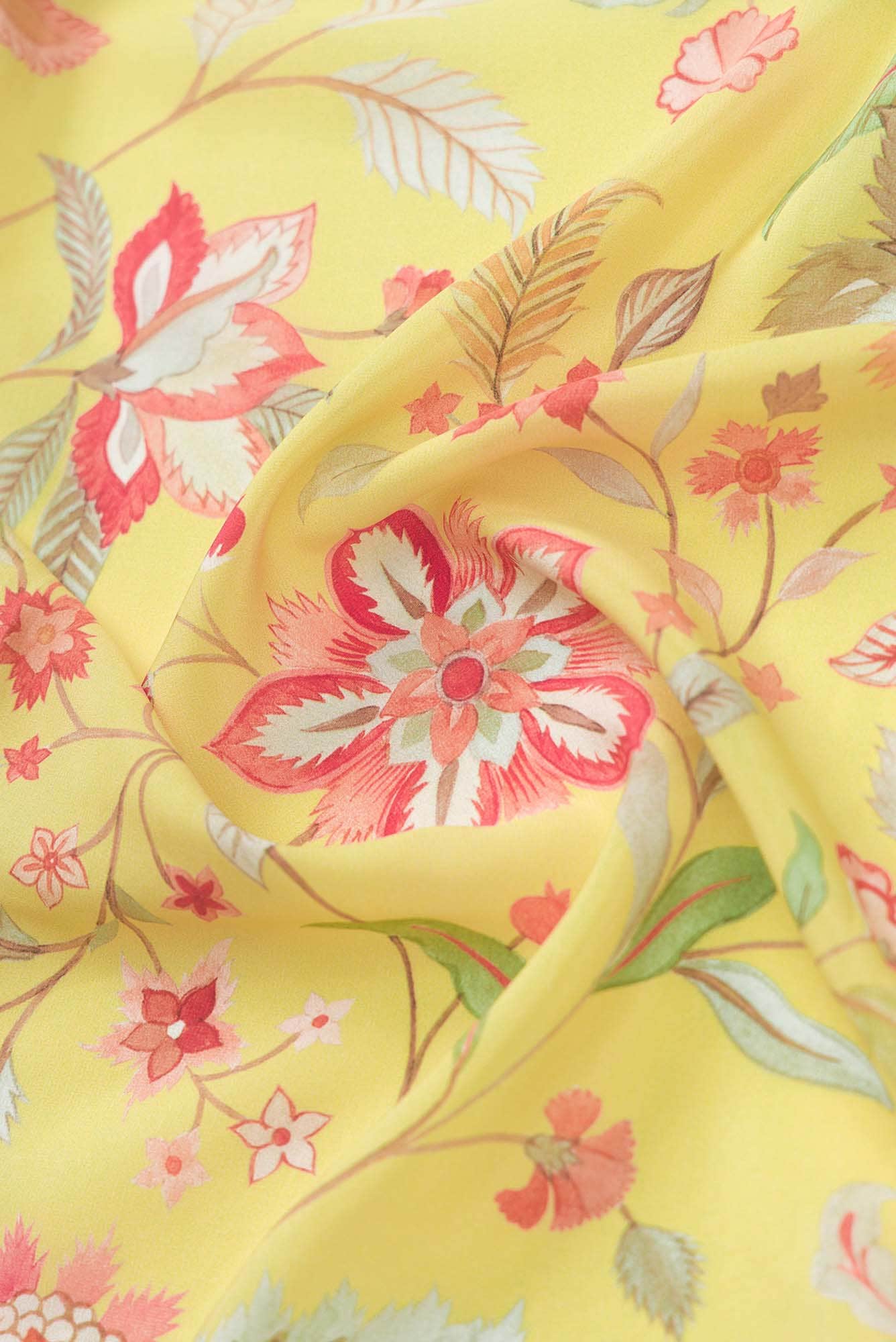 Bagicha Lemon yellow  floral design saree from Chintz Collection, Designed by Nalli