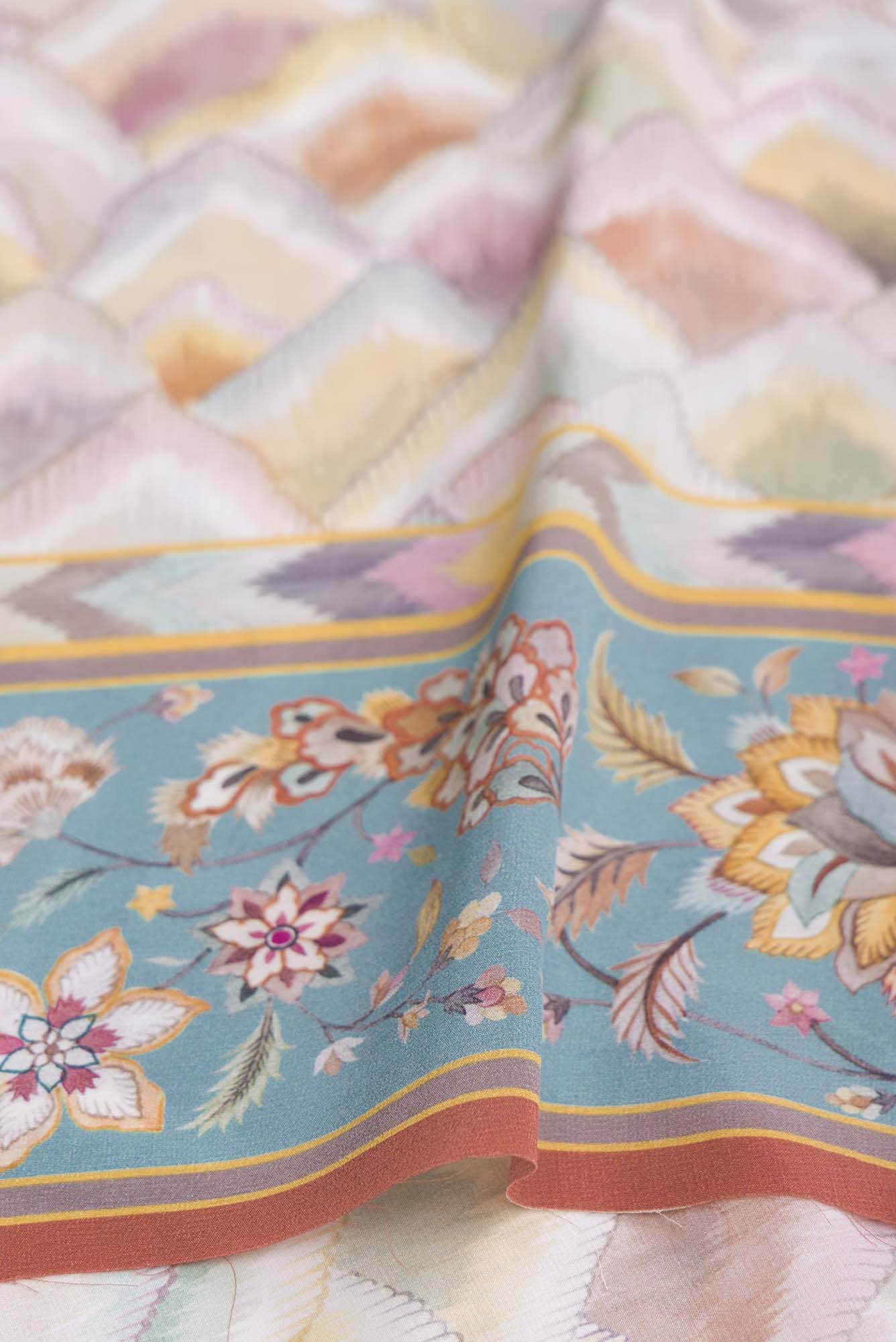 Bagicha Cream floral design saree from Chintz Collection, Designed by Nalli