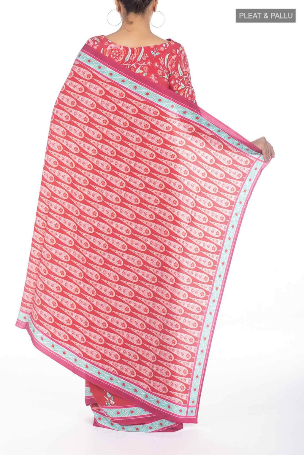 Lata Red floral design saree from Chintz Collection, Designed by Nalli